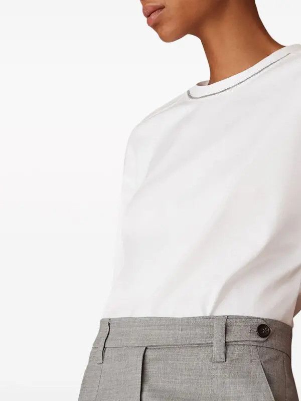 Brunello Cucinelli o1y0825 Crewneck T-Shirt in White Size XXS / US 00 / IT 34 - 3 Thumbnail