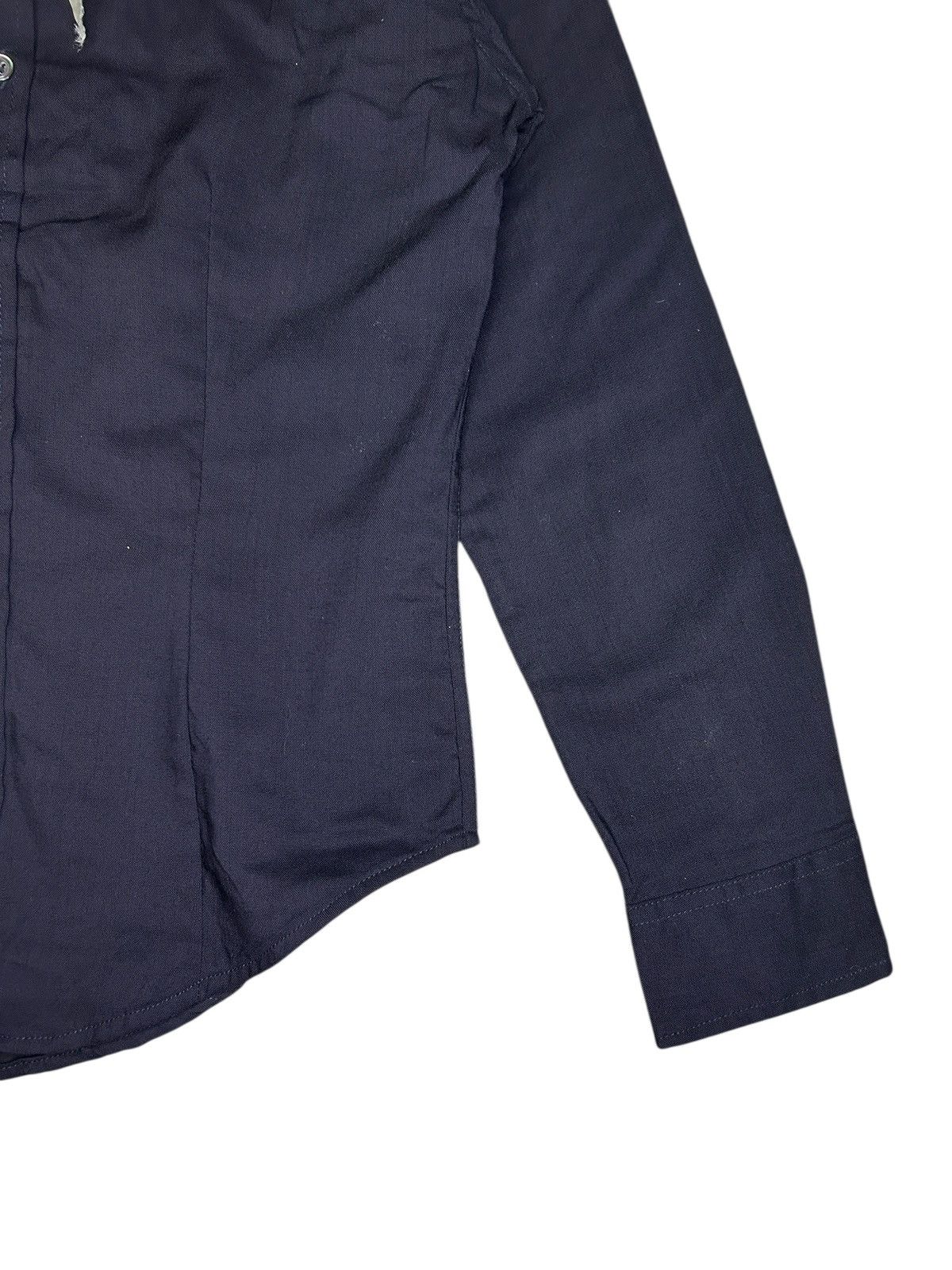Paul Harnden Shoemakers Navy Wool Button Up Shirt Size S / US 4 / IT 40 - 4 Thumbnail