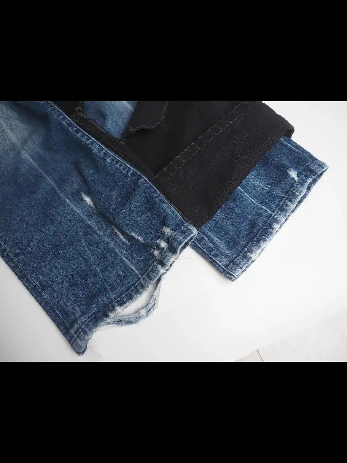 Raf Simons Raf Simons FW19 Distressed Double layer denim-2505 Size US 29 - 3 Thumbnail