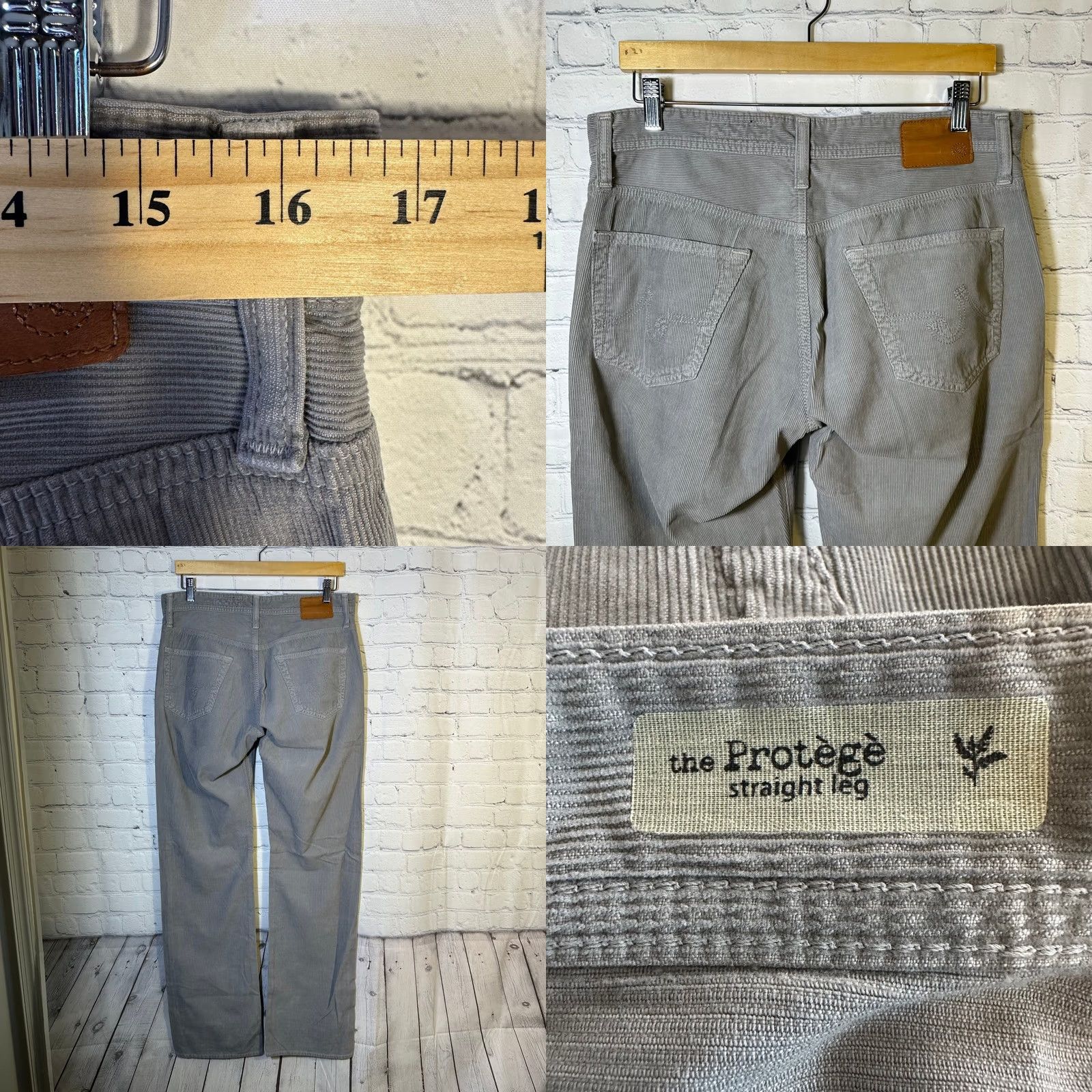 Vintage AG Adriano Goldschmied Mens Grey Corduroy Straight Leg Pants 32 Size US 32 / EU 48 - 8 Thumbnail