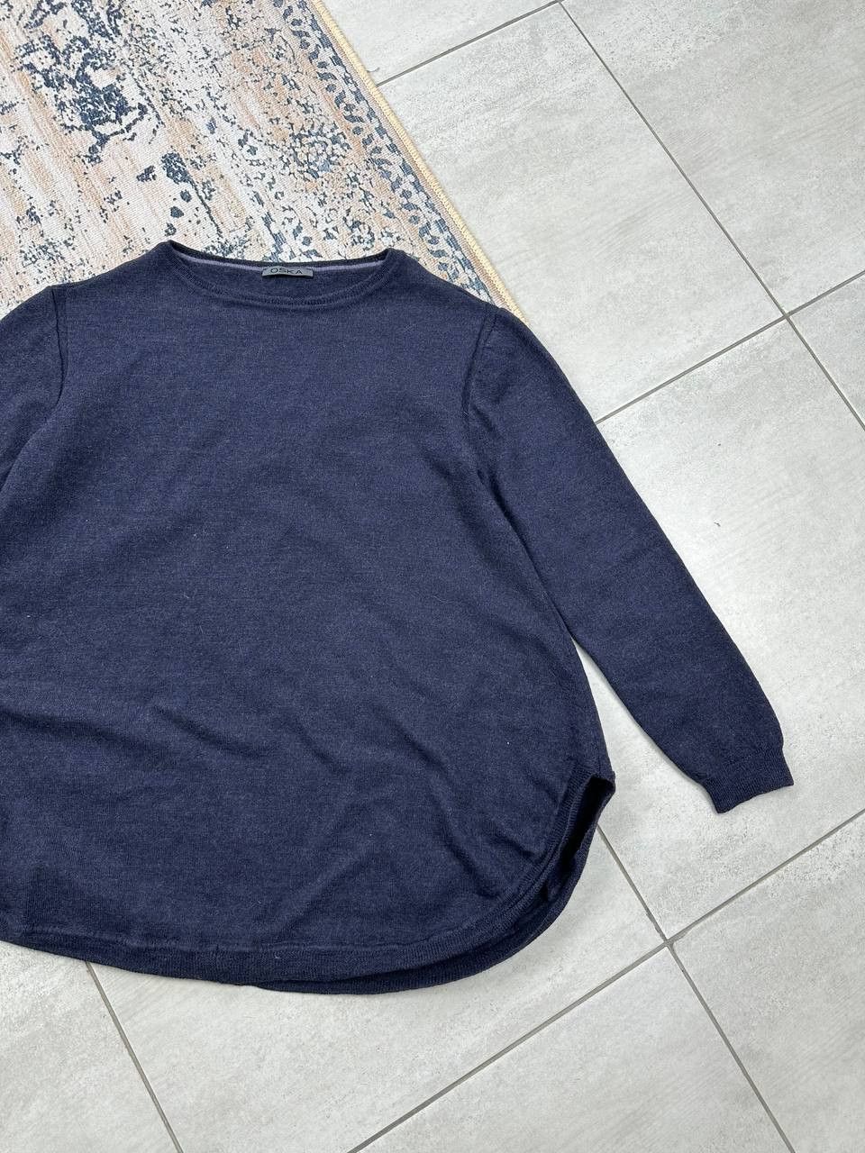 OSKA Luxury Oska Asymetric Virgin Wool Navy Sweater Size S Size XS / US 0-2 / IT 36-38 - 4 Thumbnail