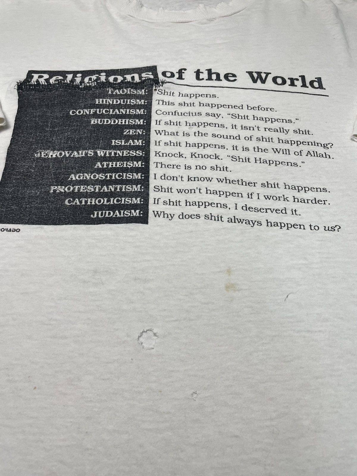 Vintage Vintage 90's Religions of the World SH*T Shirt Size US L / EU 52-54 / 3 - 4 Thumbnail