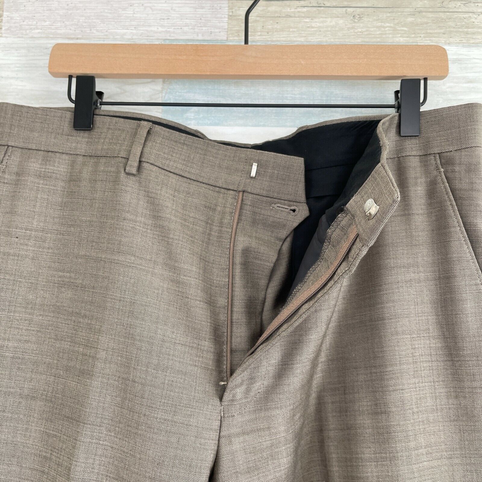 Jos A Bank Travelers Wool Suit Taupe Brown Slim Fit Mens 41R