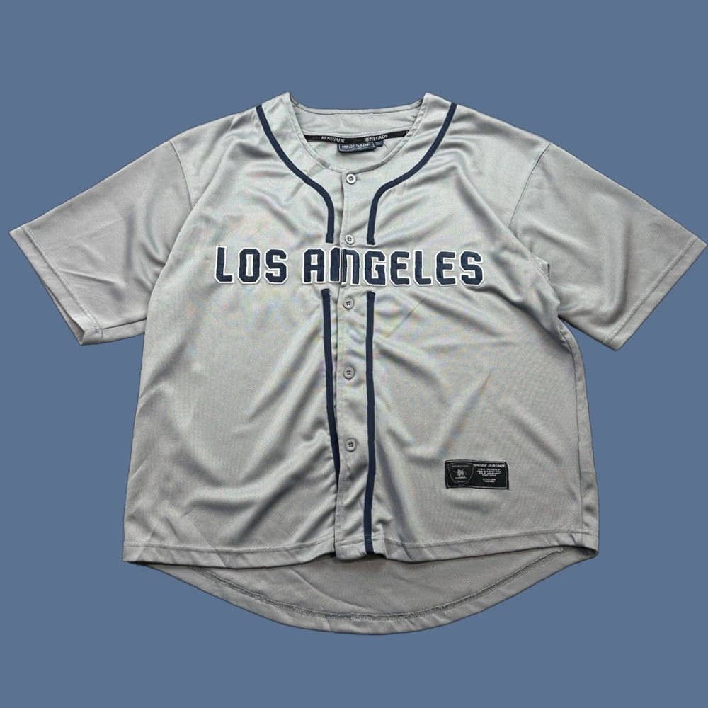 Logo 7 Vintage Renegade Baseball Jersey Mens 2XL Gray Los Angeles Embroidered Logo Y2K Size US XXL / EU 58 / 5 - 1 Thumbnail