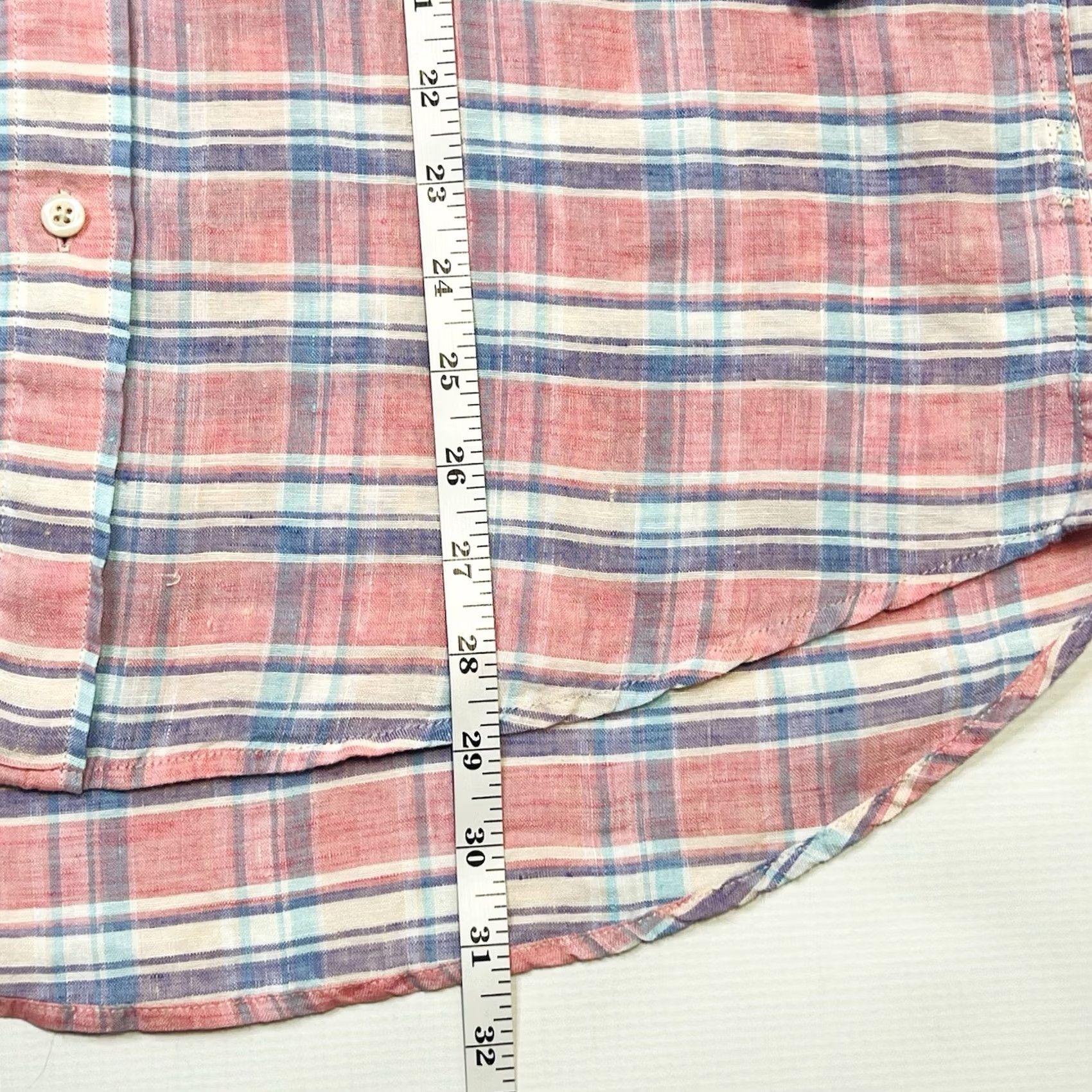 Faherty Faherty Cloud Shirt Mens Large Rose Buffalo Check Blue Pink Plaid Button-Up Size US L / EU 52-54 / 3 - 6 Thumbnail
