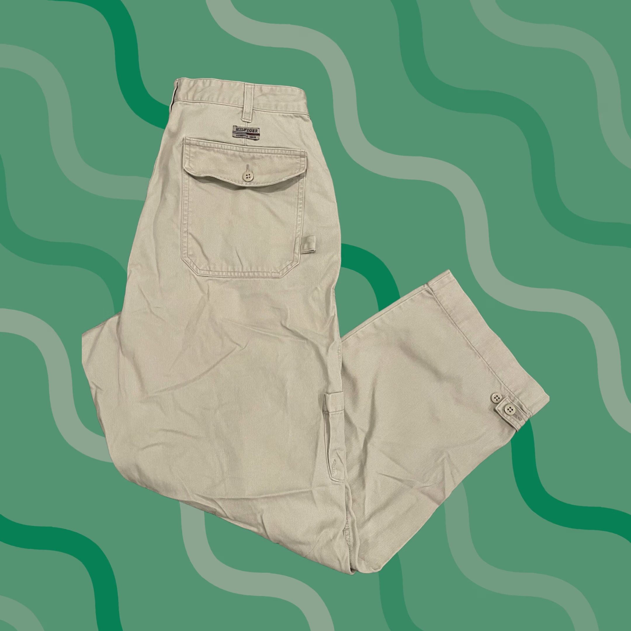 Tommy Hilfiger VINTAGE Tommy Hilfiger Pants Mens 38 Beige Men 38x32 Military Baggy Cargo Y2K Authentic F282 Size US 38 / EU 54 - 1 Thumbnail
