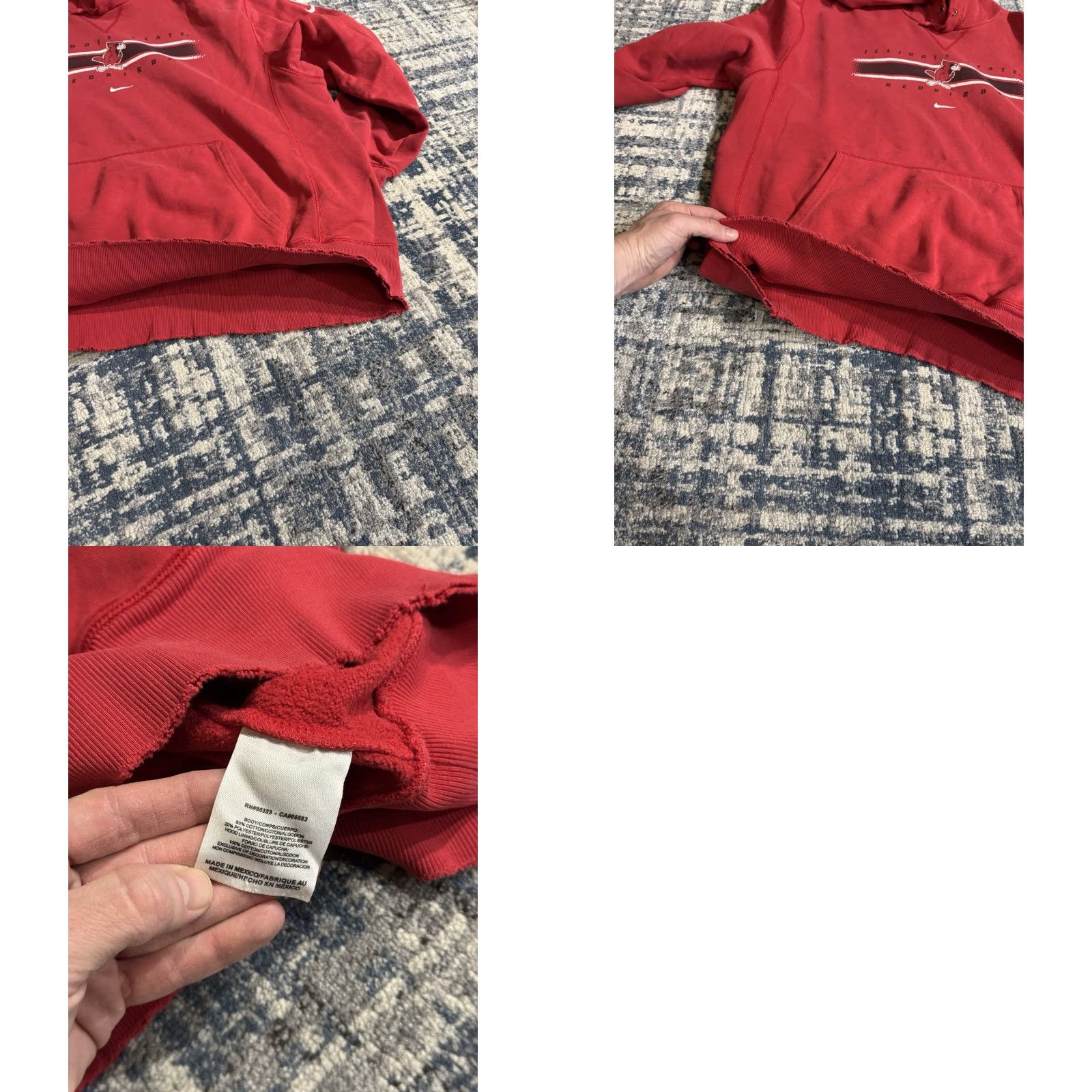 Nike VINTAGE Nike Hoodie Illinois State Redbirds Gusset Reverse Weave XL Red College Sports Mens Size US XL / EU 56 / 4 - 9 Thumbnail