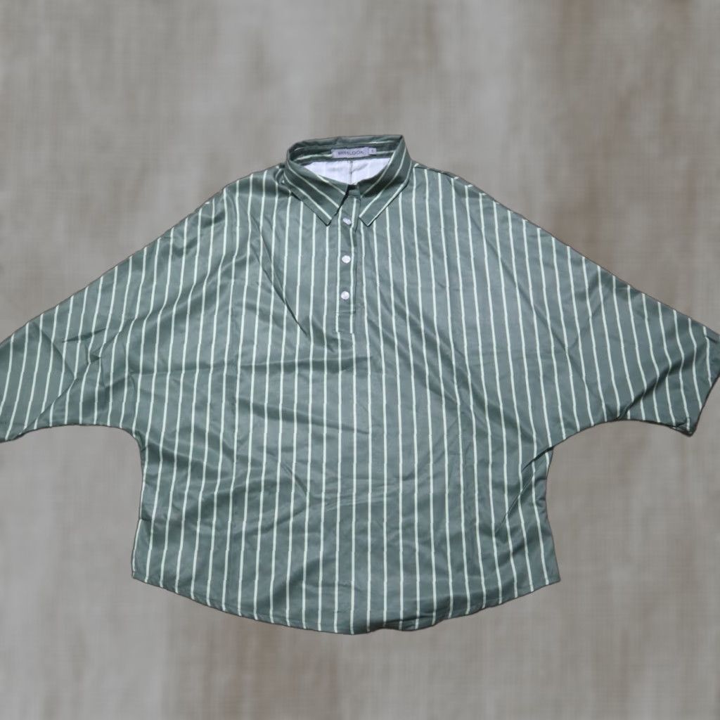 Vintage Misslook Shirt Women S Green Striped Blouse Adult Small Size S / US 4 / IT 40 - 1 Thumbnail