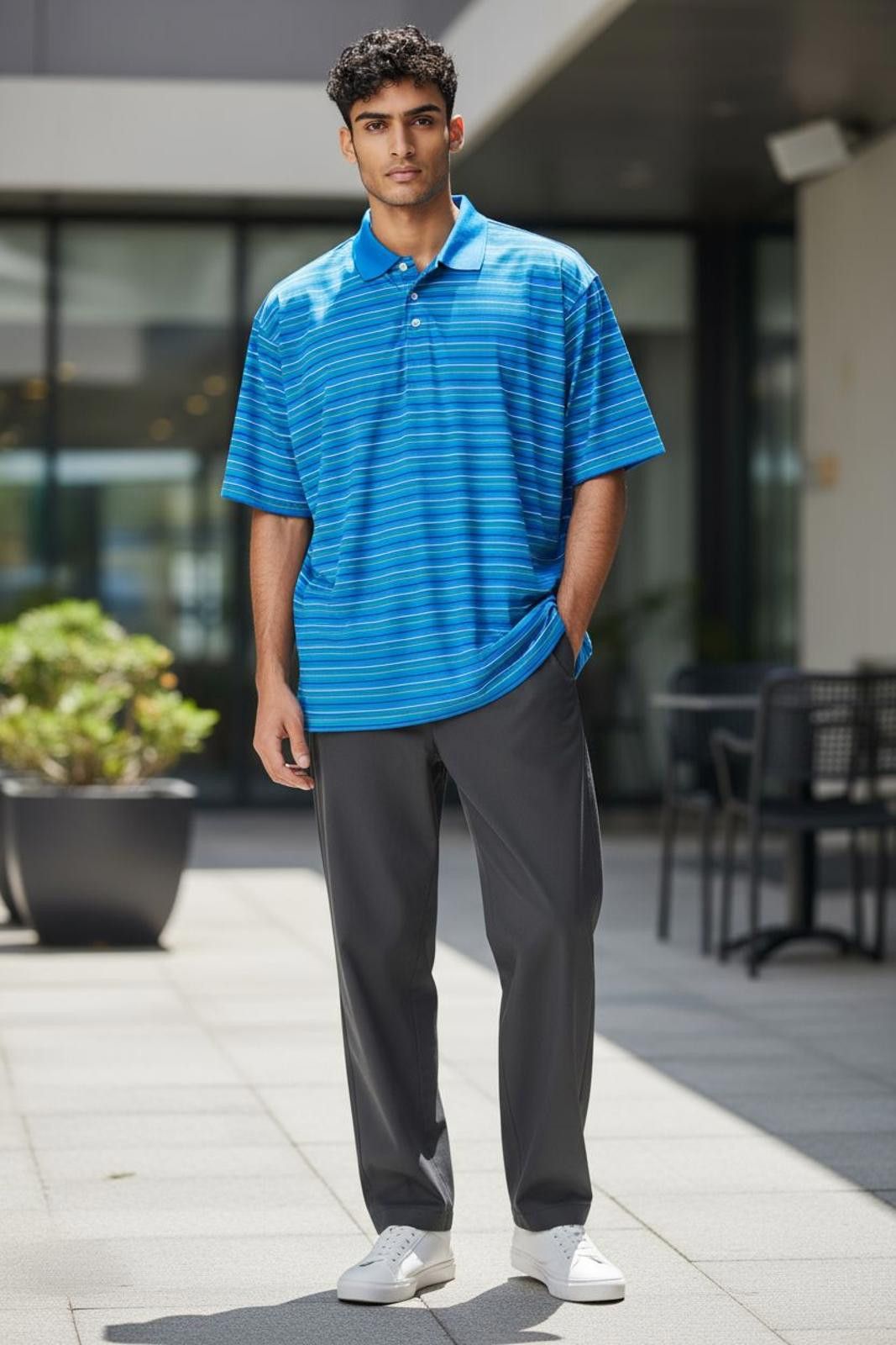 George George Men's Blue Striped Polo Shirt Size US XXL / EU 58 / 5 - 1 Thumbnail