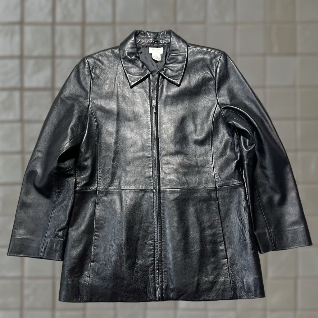 VINTAGE Brooks Brothers Leather Jacket Bomber Womens Medium Black