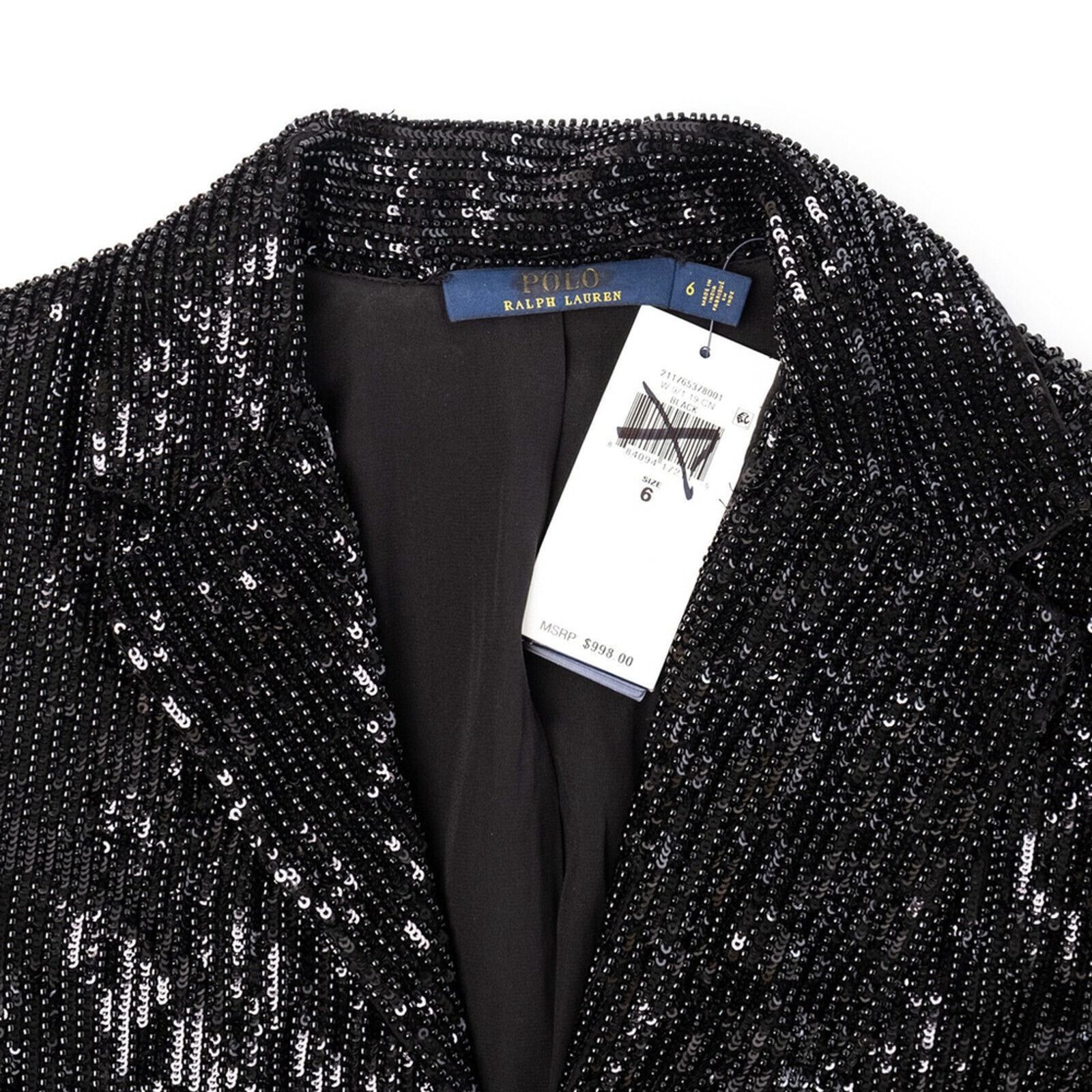 Polo Ralph Lauren Polo Ralph Lauren Sequin Cropped Blazer Black NWT Size 6 Size M / US 6-8 / IT 42-44 - 7 Thumbnail