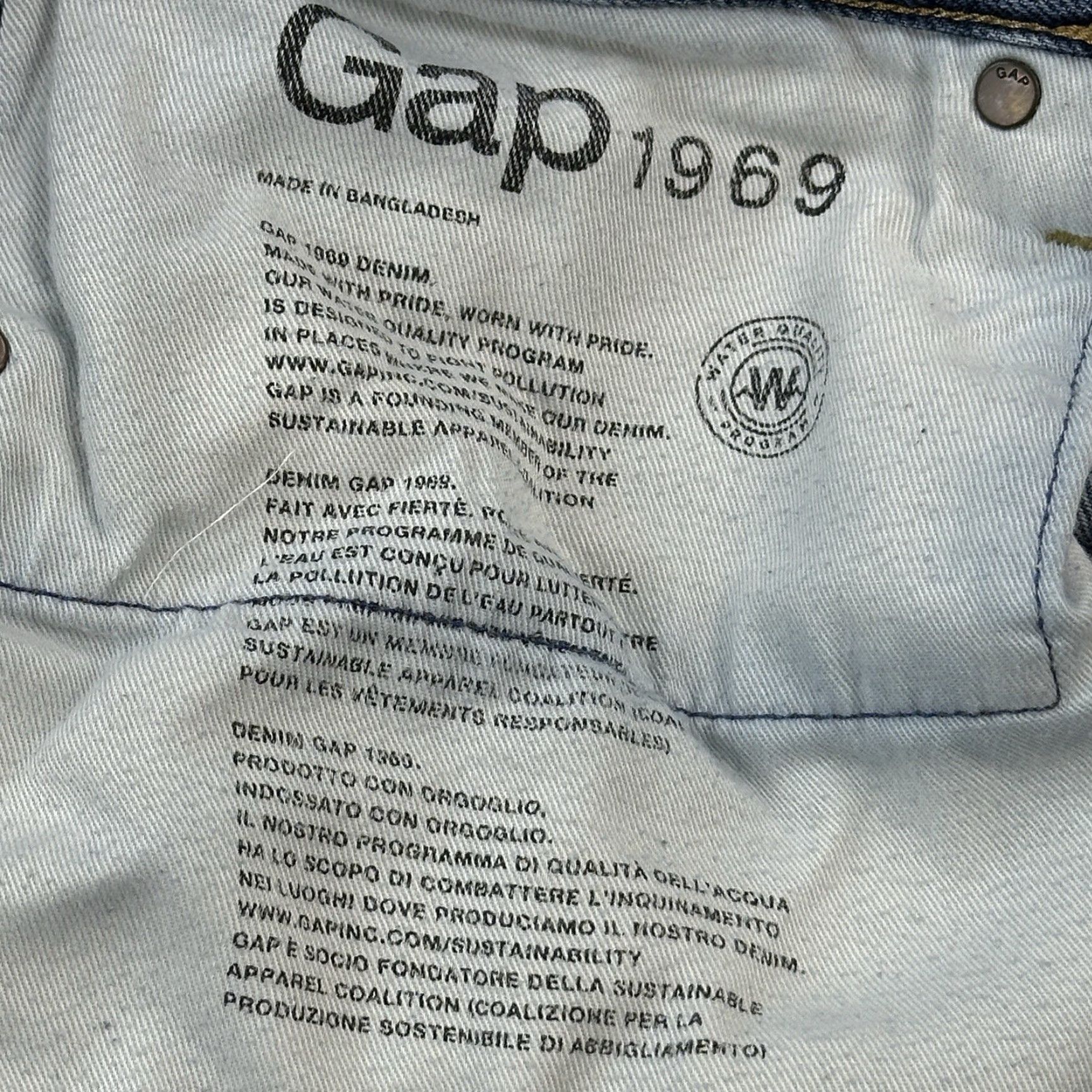 Gap Gap 1969 Jeans Mens 36x34 36x33 Blue Medium Wash Denim Straight Whiskered Size US 36 / EU 52 - 7 Thumbnail