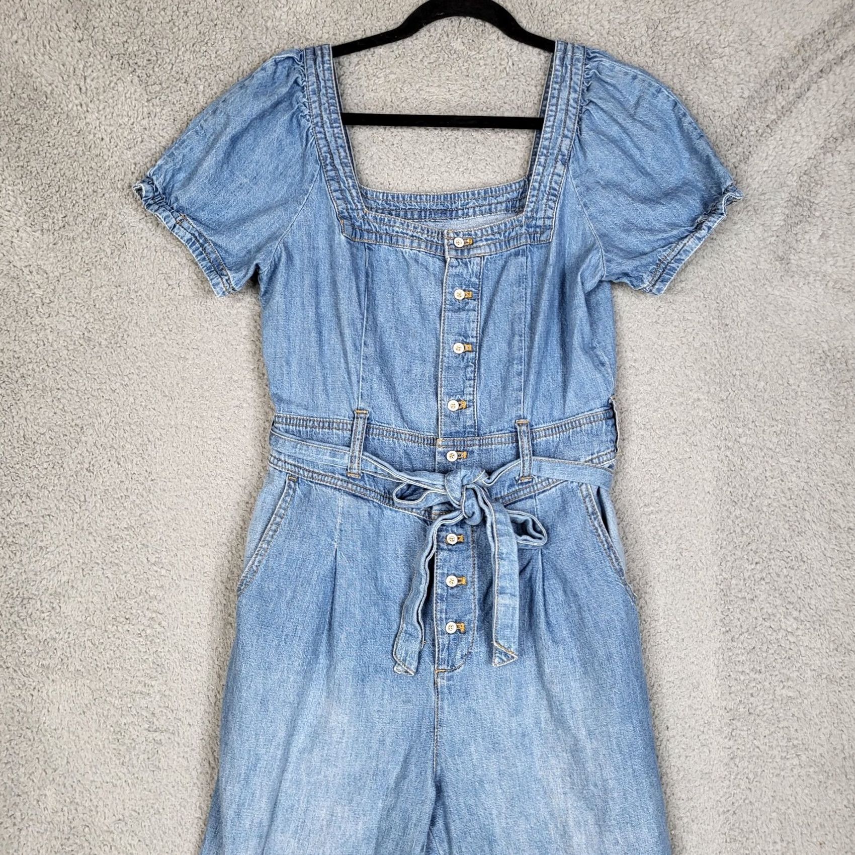 Anthropologie Anthropologie Pilcro and the Letterpress Denim Jumper Women’s Size 4 Blue Short Sleeve 100% Cotton Jumpsuit Size S / US 4 / IT 40 - 3 Thumbnail