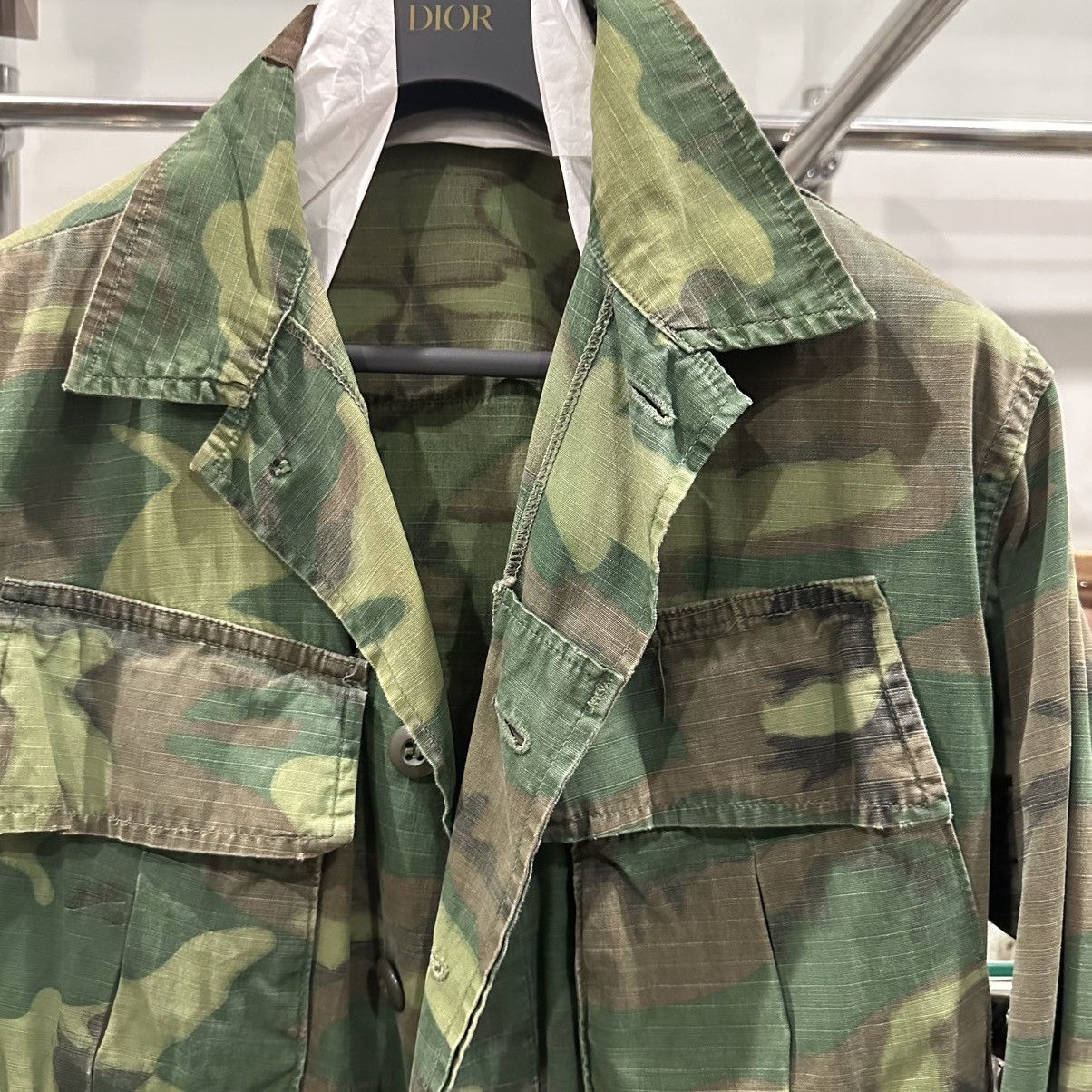 Vintage ORIGINAL 60s US MILITARY JUNGLE JACKET CAMOUFLAGE ERDL Size US M / EU 48-50 / 2 - 2 Thumbnail