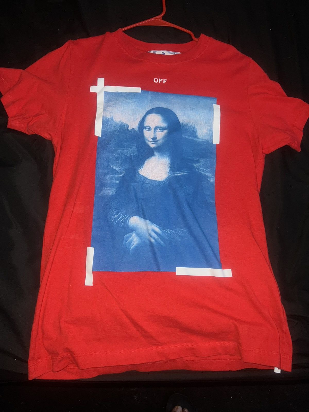 image of Off White Off-White Monalisa Slim Cut T Shirt in Red, Men's (Size Medium)