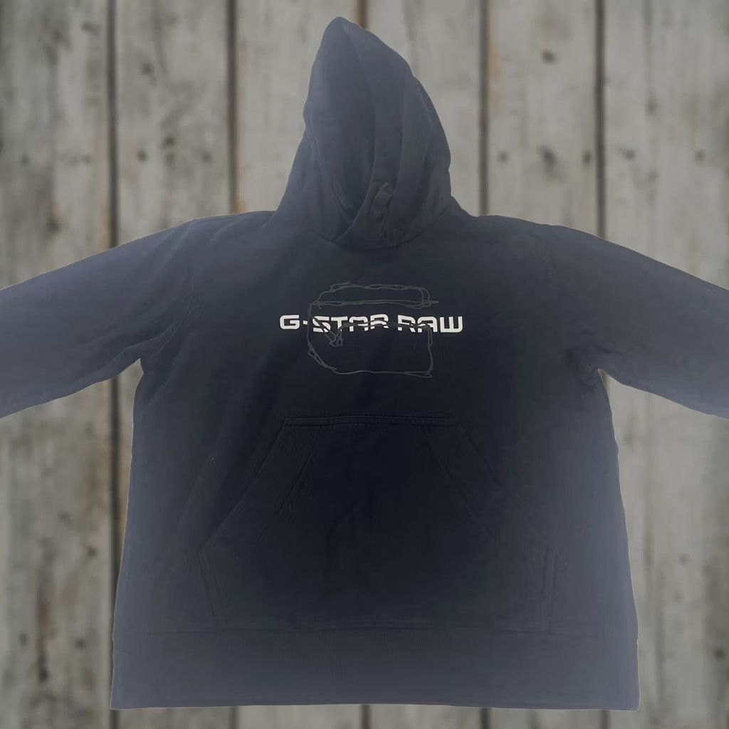Vintage G-Star Raw L Hoodie Black Logo Sweatshirt Pullover Hoodie Men Size L - G-Star Raw L Hoodie - Black - Logo - Fleece - Cotton Blend Size US L / EU 52-54 / 3 - 1 Thumbnail