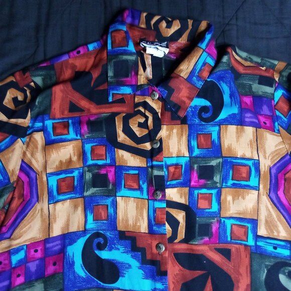 Other Vintage Caliche Abstract Geometric Shapes Button Shirt Size XL / US 12-14 / IT 48-50 - 1 Thumbnail