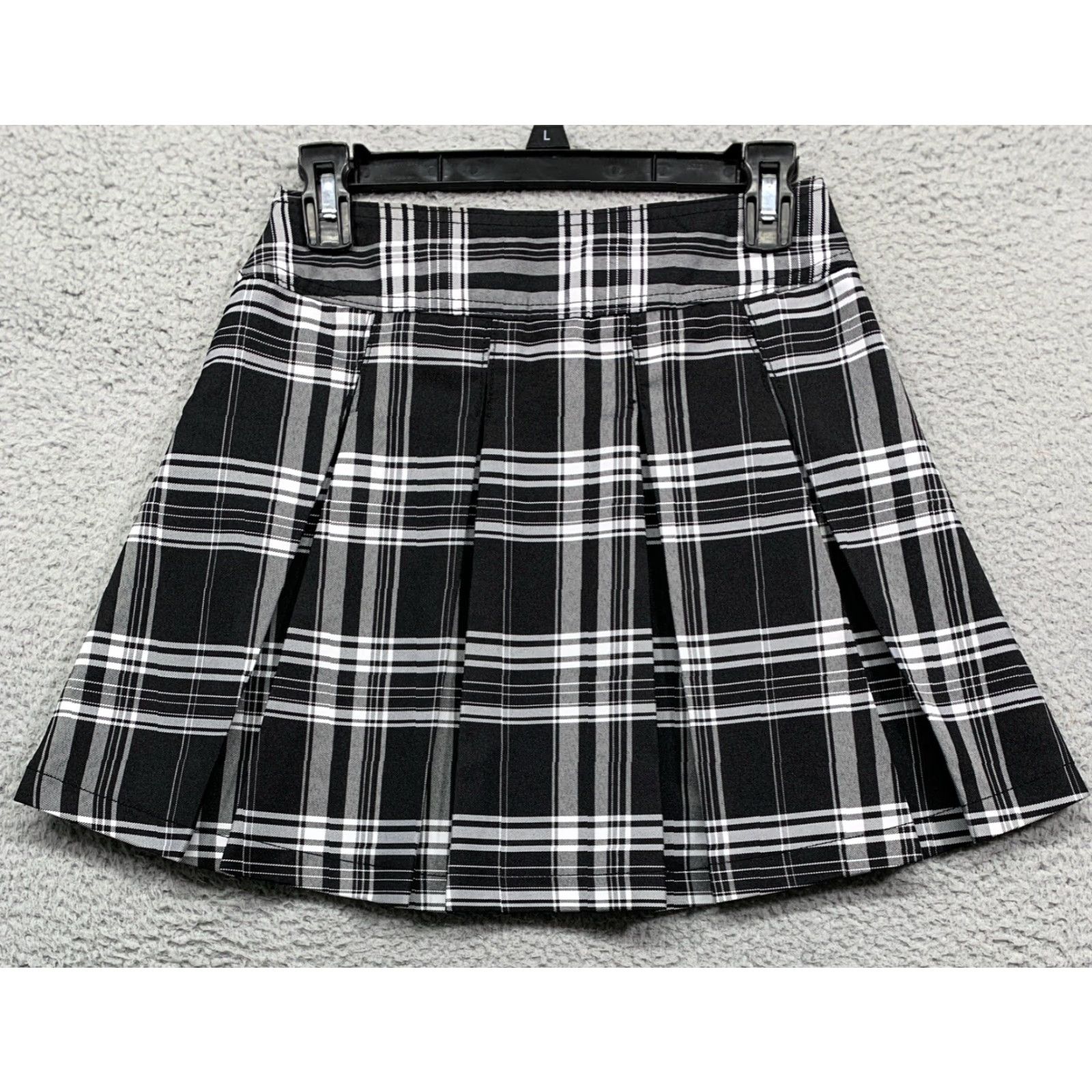 Vintage No Boundaries Mini Skirt Junior's Size XS Black White Plaid Pleated Patchwork Skirt Boys Girls Size 26" / US 2 / IT 38 - 5 Thumbnail
