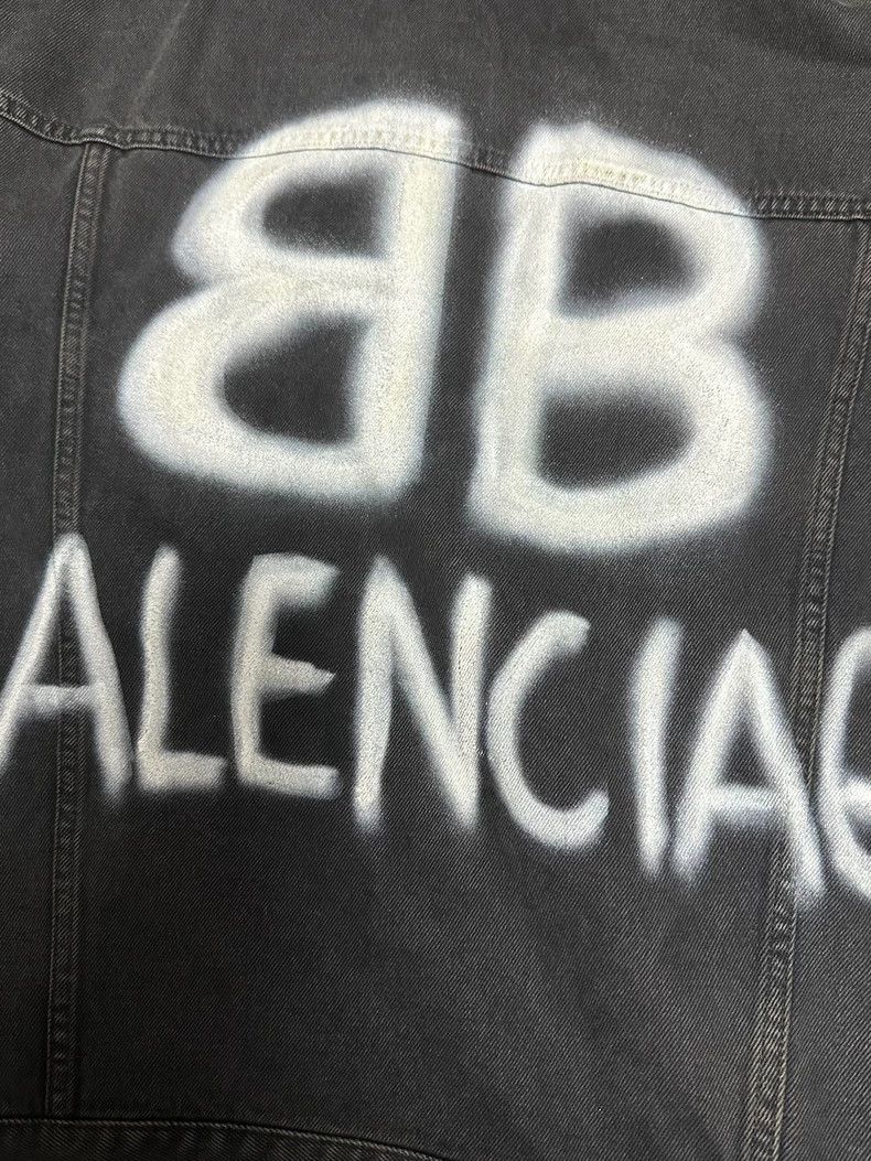 Balenciaga Balenciaga Painted Graffiti Double B Luminous Denim Jacket Size US M / EU 48-50 / 2 - 3 Thumbnail