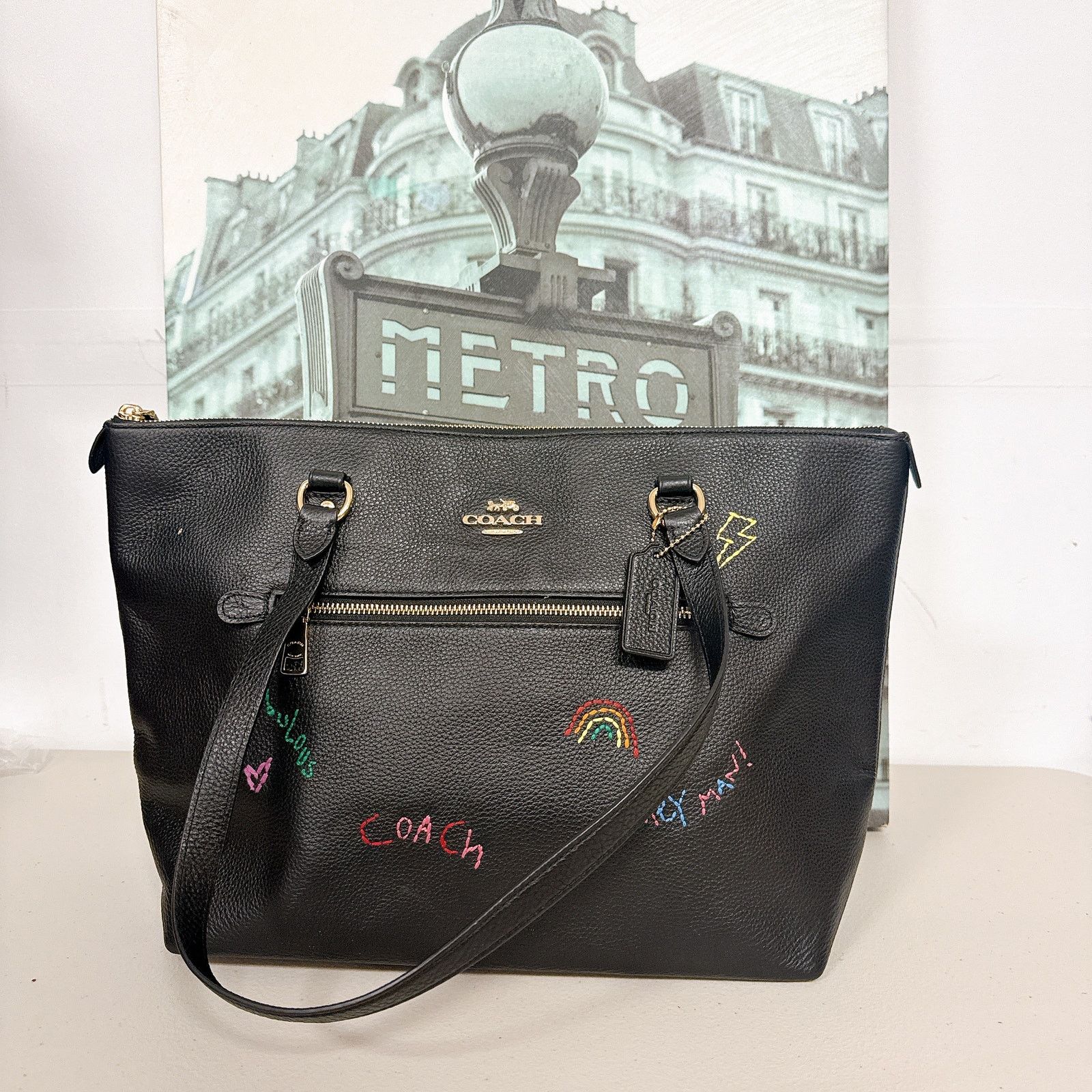 Coach Coach C8365 Gallery Tote Pebble Leather With Diary Black Size ONE SIZE - 2 Thumbnail