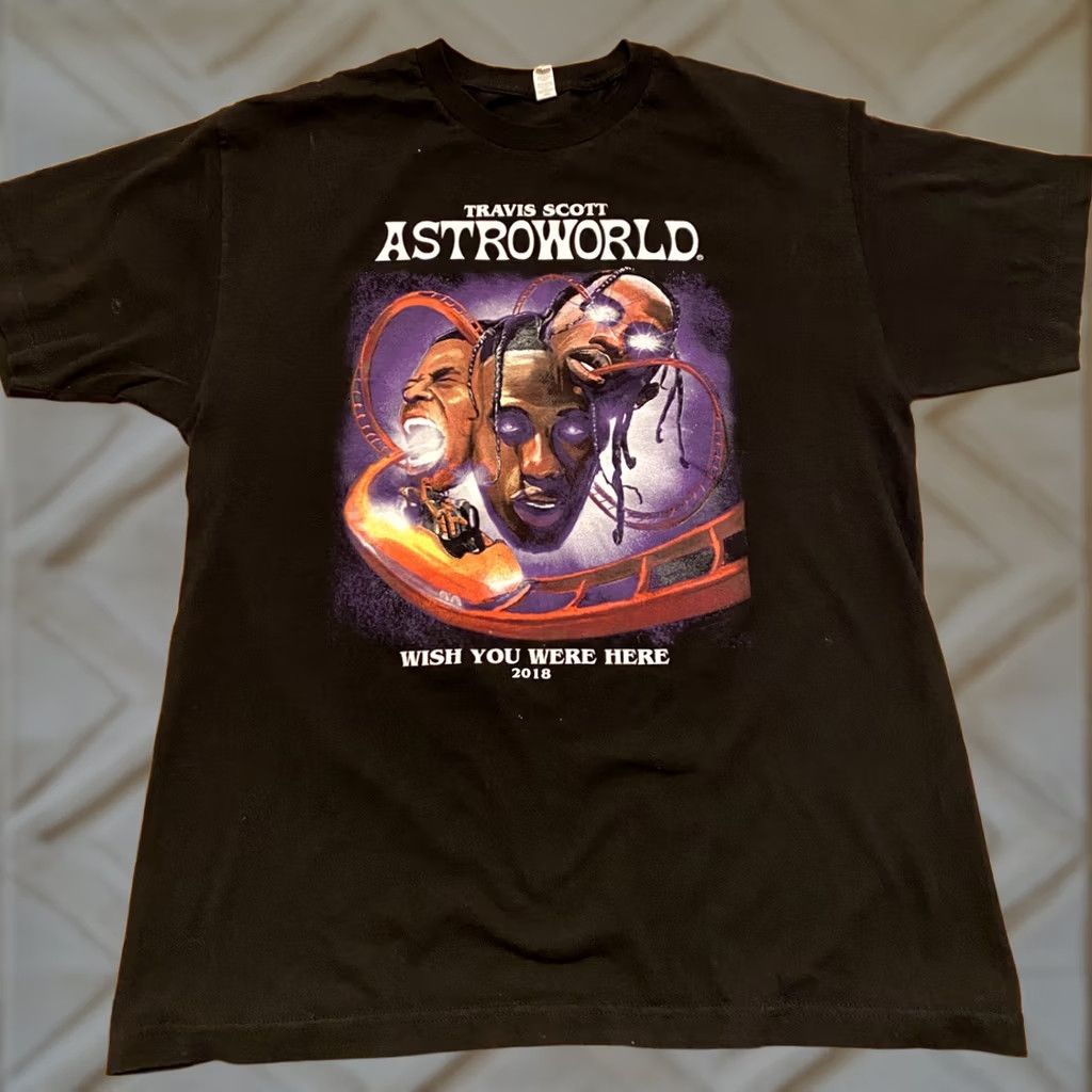 Travis Scott Travis Scott Astroworld Tour 2018 Graphic Wish You Were Here T-Shirt L Black Men Short Sleeve Shirt 21” X 29” Size US L / EU 52-54 / 3 - 1 Thumbnail