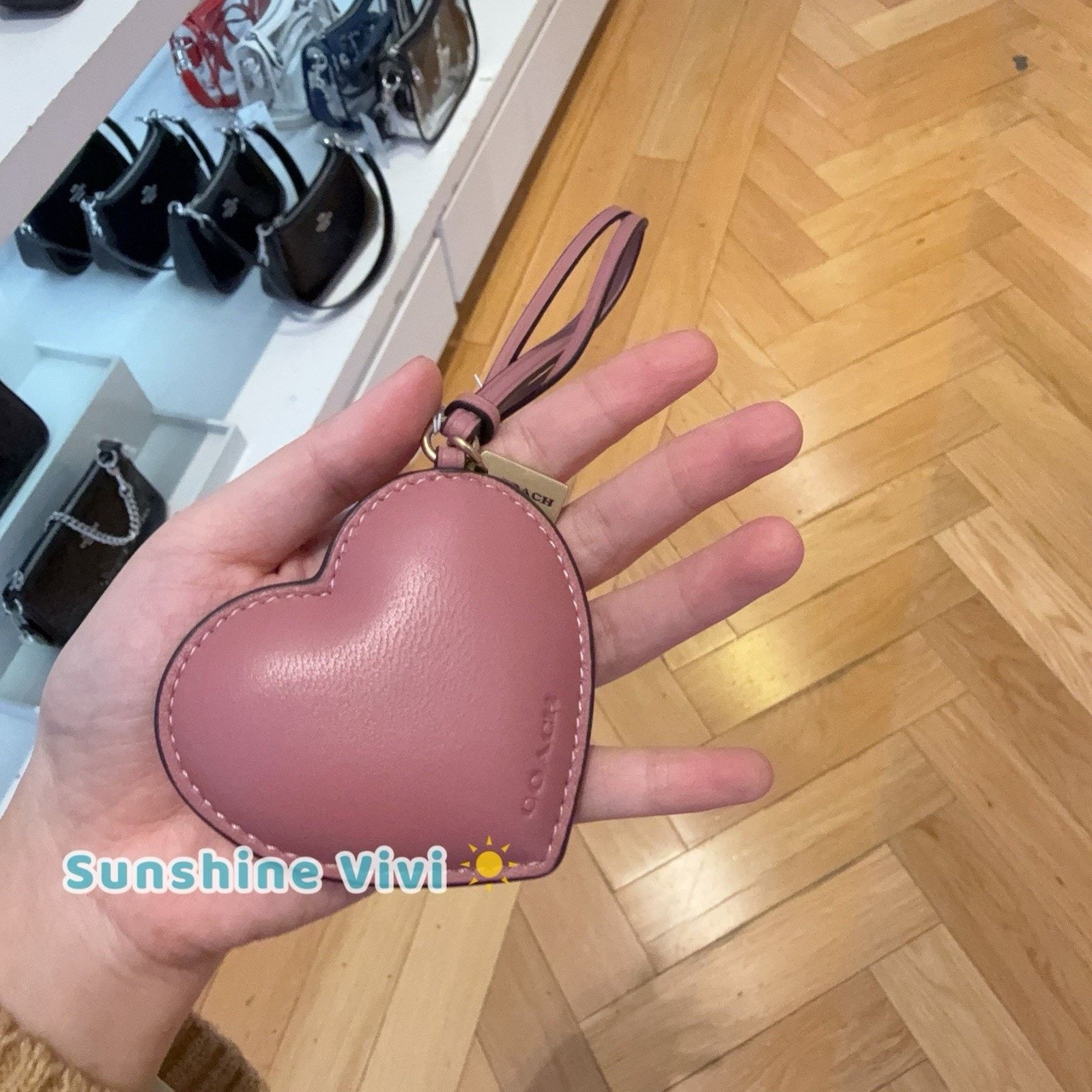 Coach NWT Coach Heart Puffy Bag Charm Peony Pink CCX45 Leather Size ONE SIZE - 2 Thumbnail