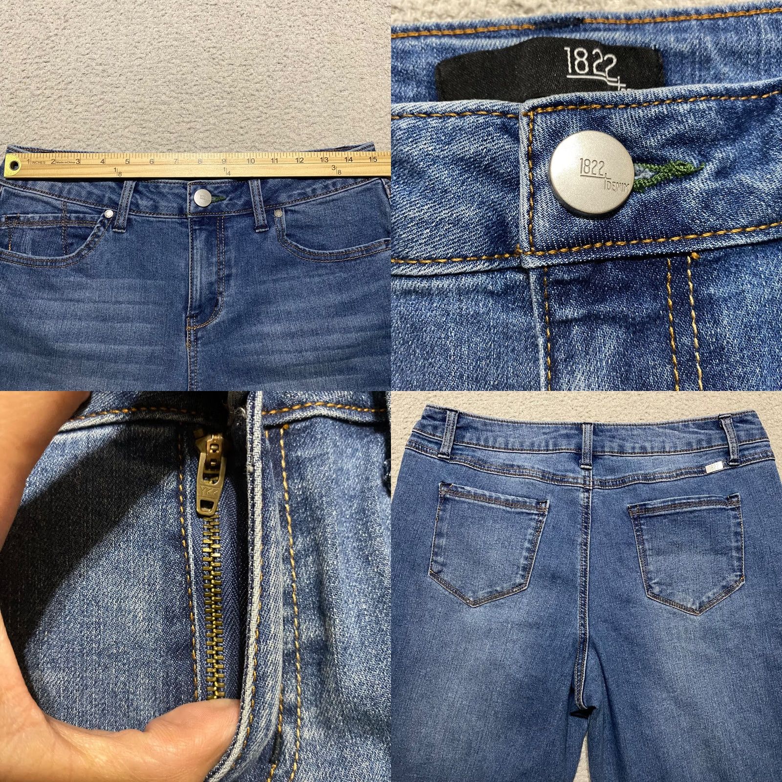 Vintage 1822 Denim Womens Jeans Blue Medium Wash Bootcut High Rise Raw Hem sz 10 Size 32" / US 10 / IT 46 - 8 Thumbnail