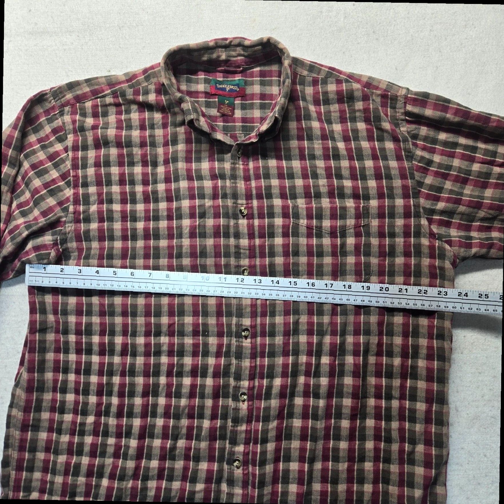 Vintage Saddlebred Button Up Shirt Long Sleeve Blue Plaid Men's LT Large Tall Size US L / EU 52-54 / 3 - 4 Thumbnail