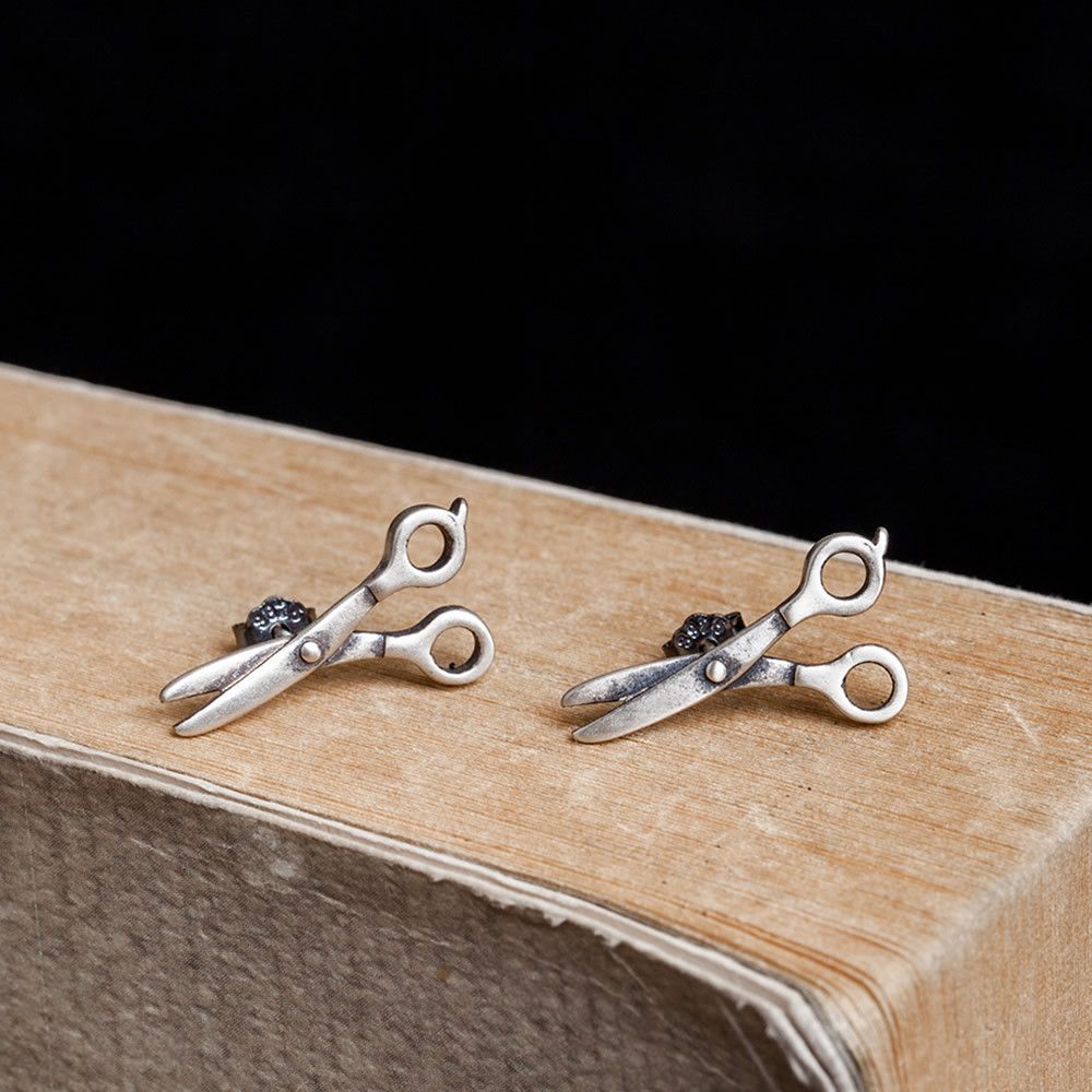Jewelry × Sterling Silver Scissors Vintage Earrings One Pairs Chrome Jewelry Size ONE SIZE - 1 Thumbnail