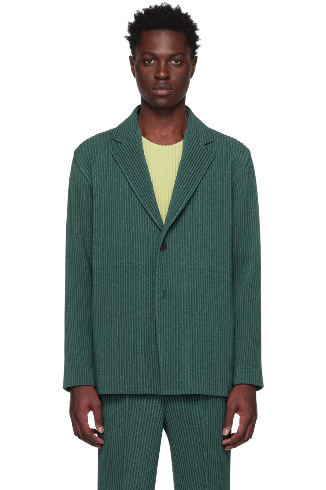 image of Homme Plisse Issey Miyake x Issey Miyake Homme Plissé Issey Miyake Light Blazer in Green (Size Larg