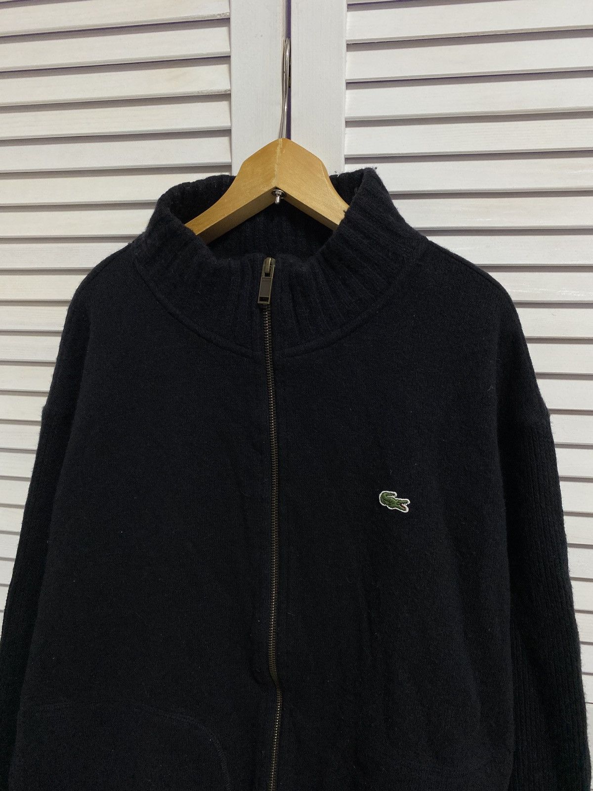 Lacoste 🥵 Vintage 90s Zip Up Sweater LACOSTE WOOL Mini Logo CASUAL Size US L / EU 52-54 / 3 - 4 Thumbnail