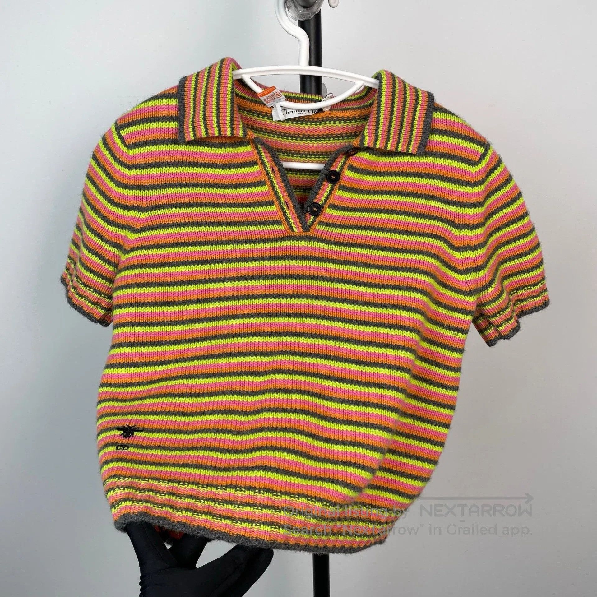 Dior Dior Colorful Striped Little Bee Cashmere Knit Short Sleev Size S / US 4 / IT 40 - 9 Thumbnail