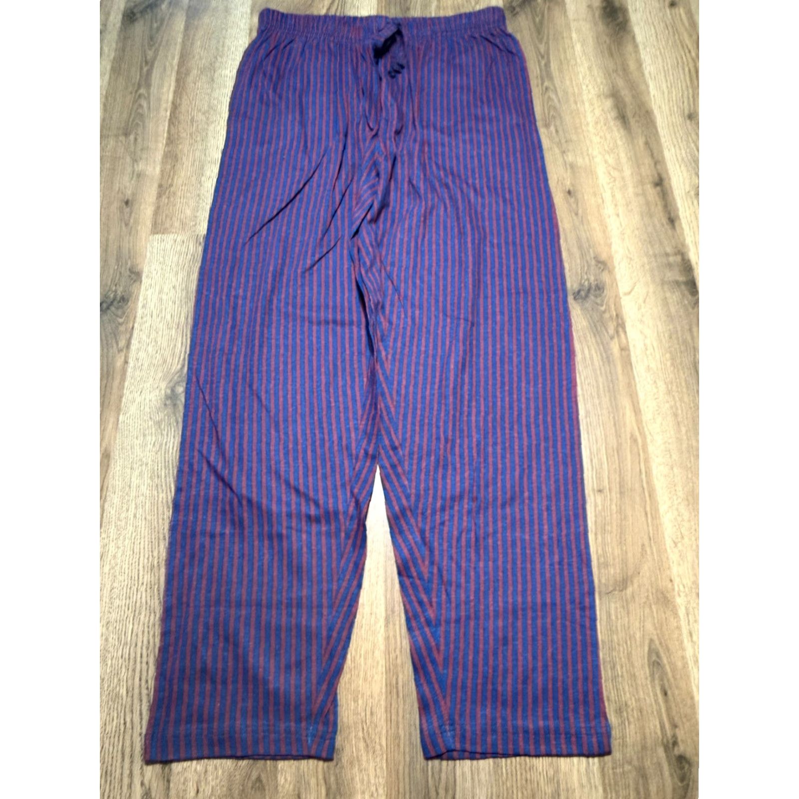 Vintage Sleephero Pants Men's Medium Blue Red Sleepwear Tie Waist Striped Pull On Pajama Pants Size US 31 - 2 Thumbnail