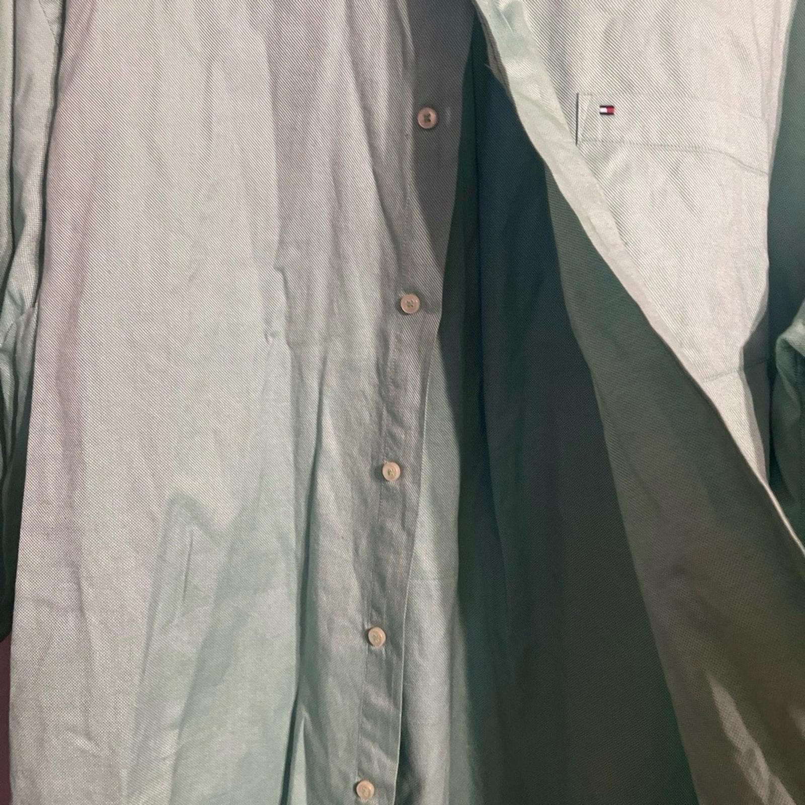 Tommy Hilfiger TOMMY HILFIGER Long Sleeve Shirt XL Green Pocket Cotton Size US XL / EU 56 / 4 - 8 Thumbnail