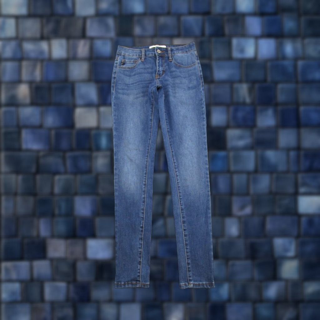 Vintage Kancan Womens Blue Medium Wash Stretch Denim Skinny Jeans Size 0/23 Mid Rise Size 25" / US 0 / IT 36 - 1 Thumbnail