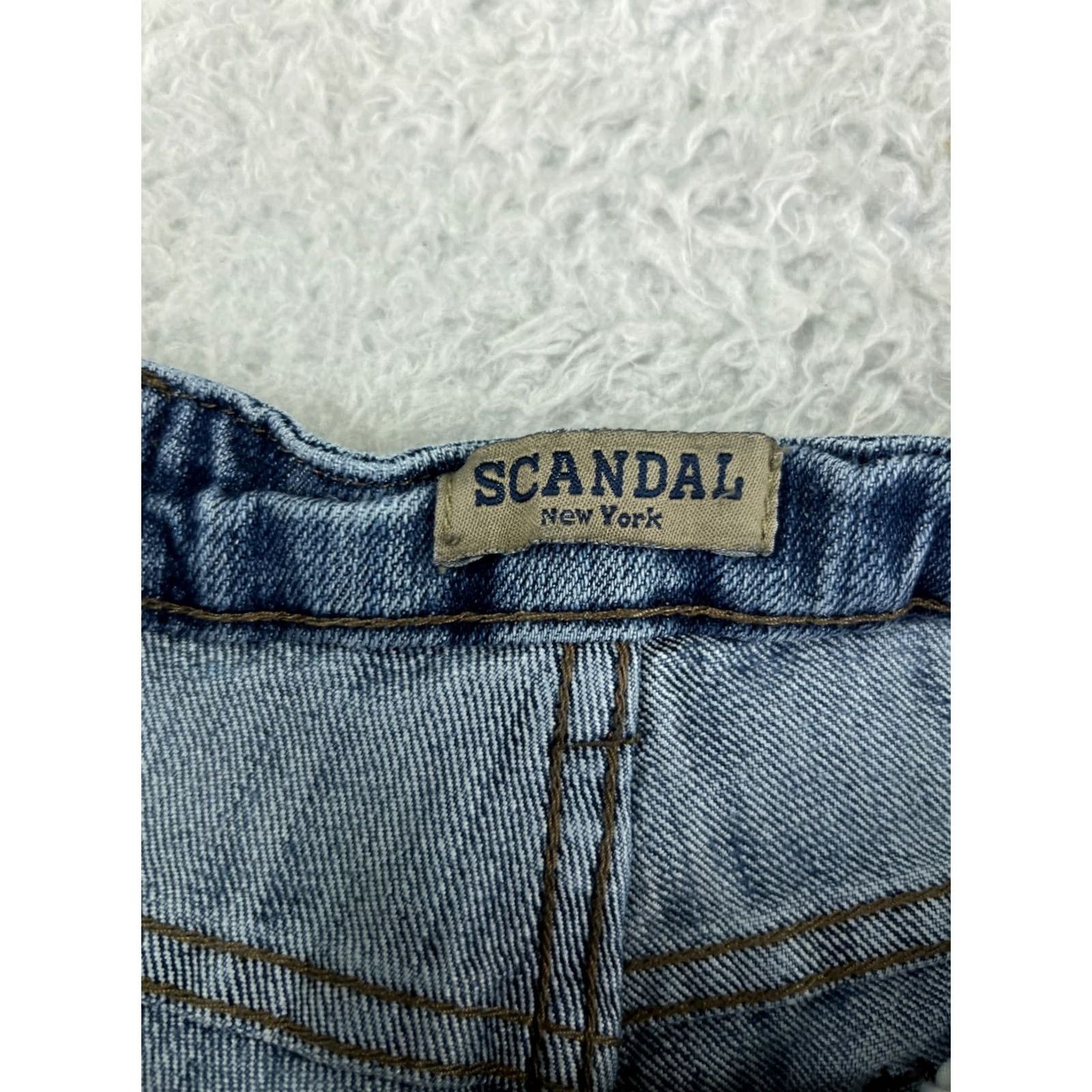 Vintage Scandal Jeans Women Bootcut Denim 5-Pocket Blue Mid Rise 28 Inseam 30 Cotton Blend Stretch Distressed Embroidered Zipper Modern Casual Womens Jeans Size 28" / US 6 / IT 42 - 3 Thumbnail