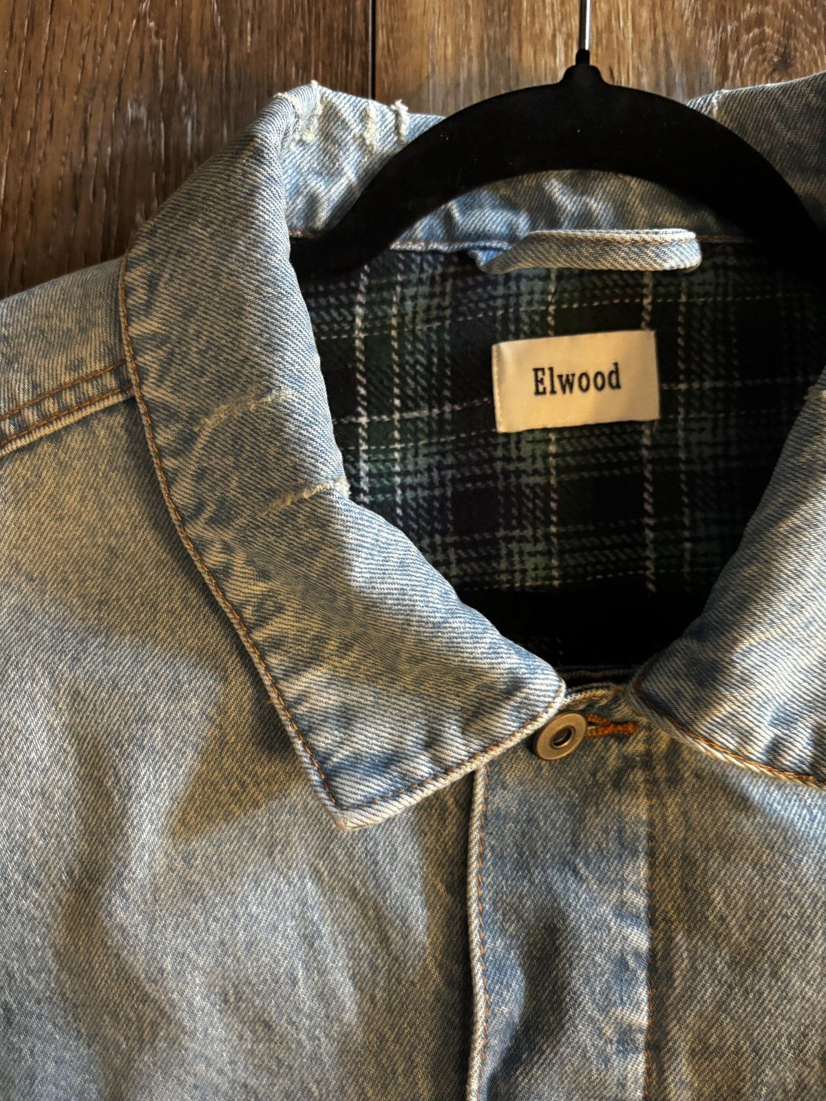Elwood Oversized Cropped Flannel Jean Jacket Size US L / EU 52-54 / 3 - 2 Thumbnail