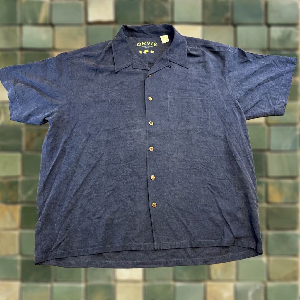 Orvis Orvis Shirt Button-Up Short Sleeve Linen Embroidered Fly Fishing Men’s XL Blue Size US XL / EU 56 / 4 - 1 Thumbnail