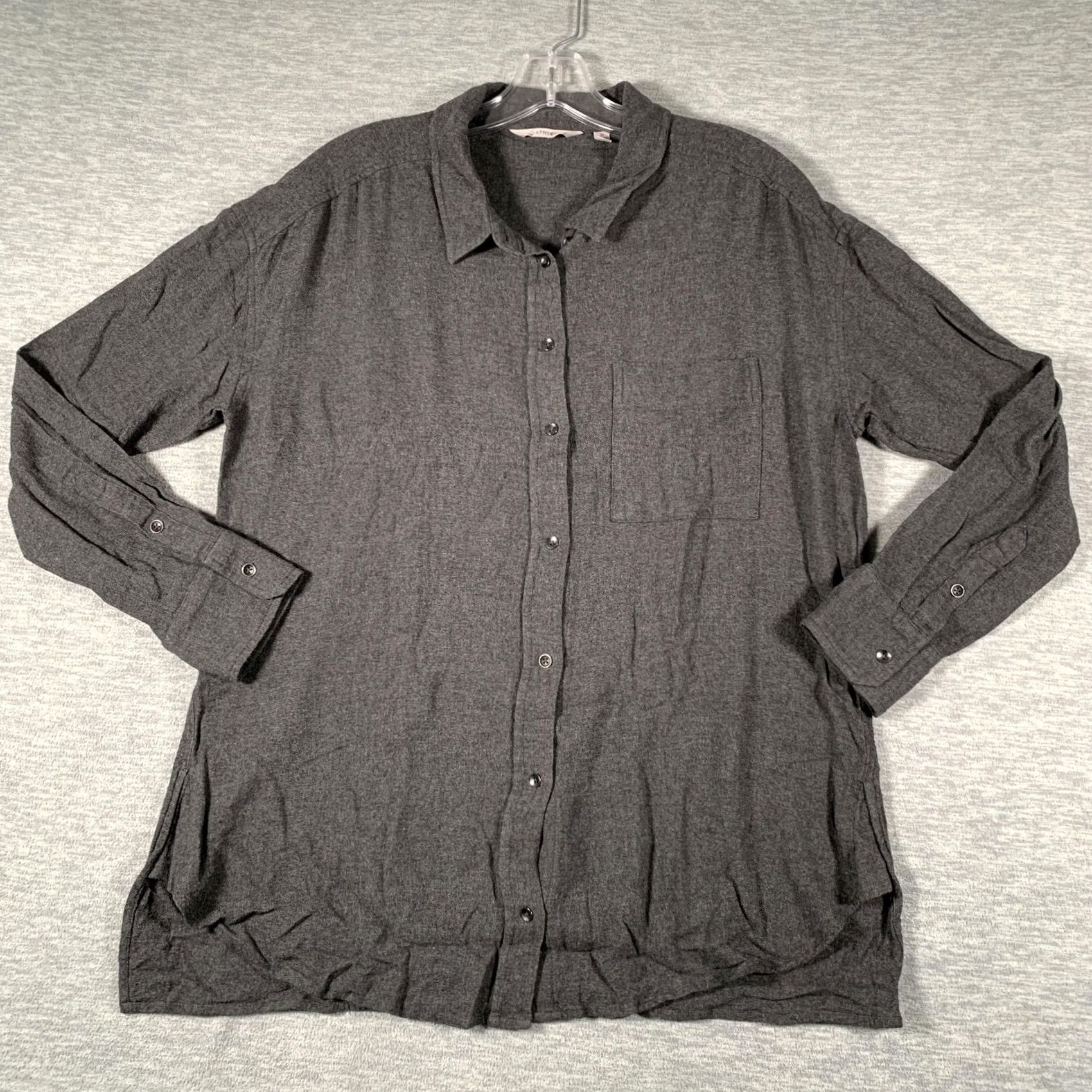 Athleta Athleta Shirt Womens Medium Gray Tunic Top Long Sleeve Jersey Button Front Size M / US 6-8 / IT 42-44 - 2 Thumbnail