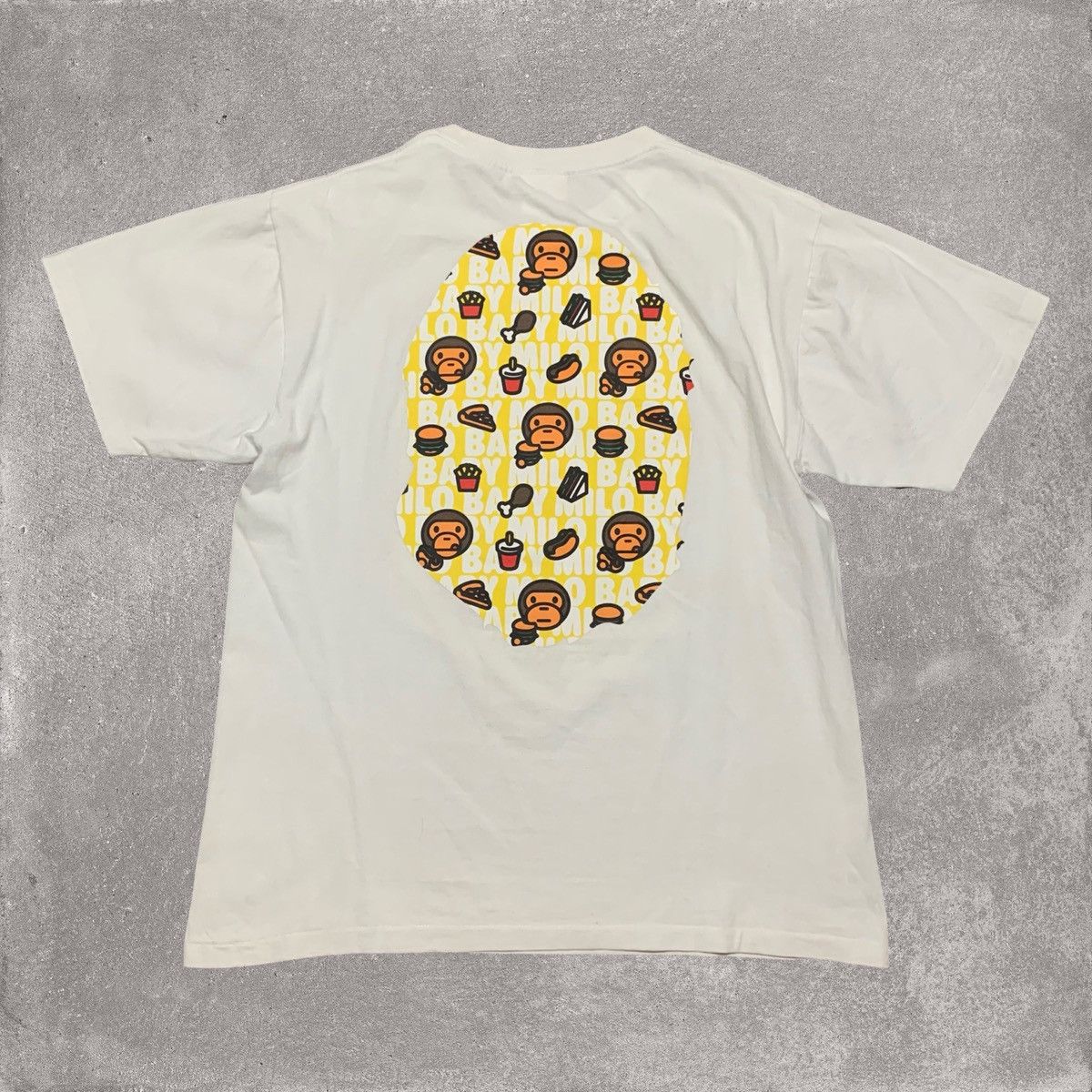 Bape Bape Medium Baby Milo Ape Head White Tee 'Junk Food' Size US M / EU 48-50 / 2 - 2 Thumbnail