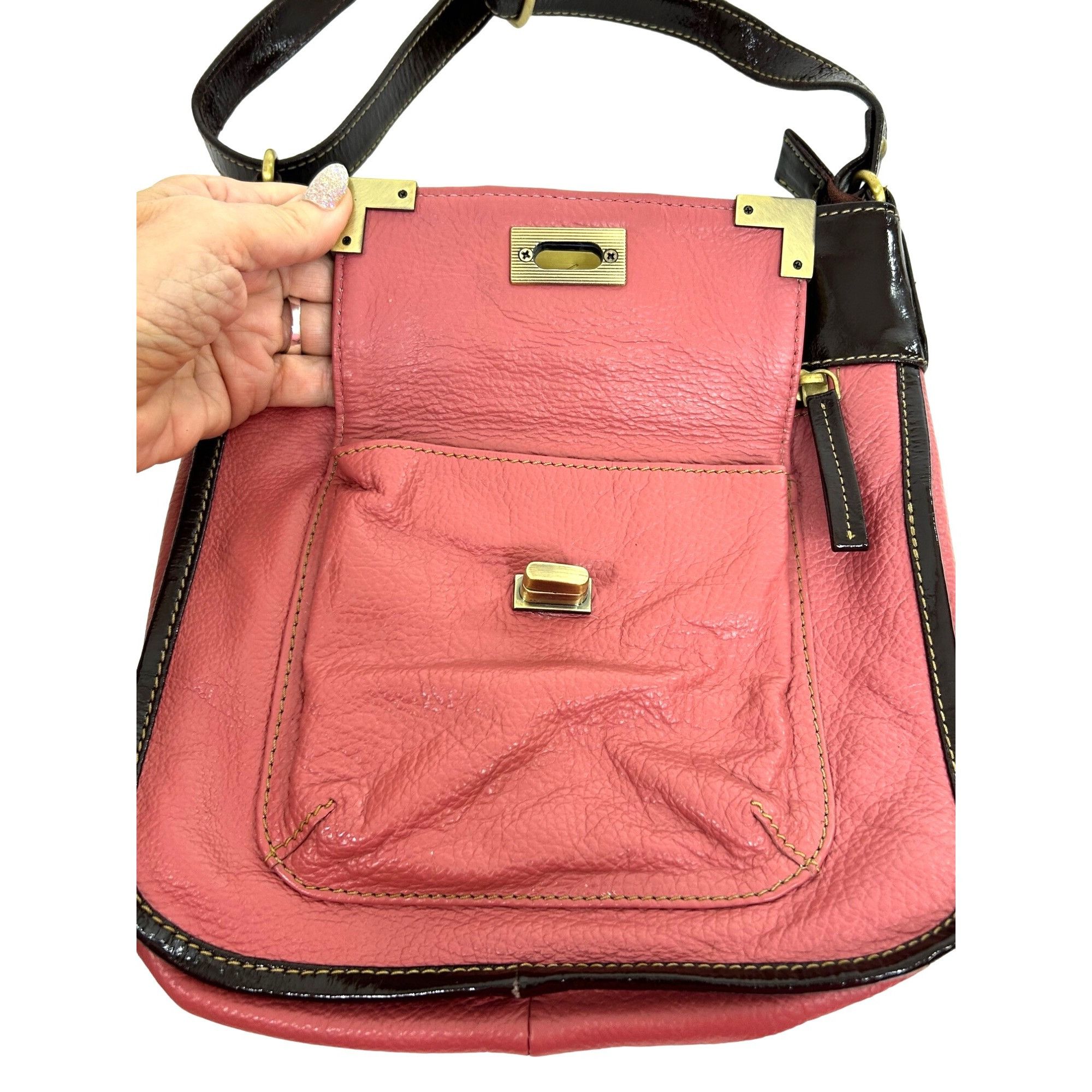 Other Americana By Sharif Vintage Crossbody Purse Pink Brown Strap Size ONE SIZE - 11 Thumbnail