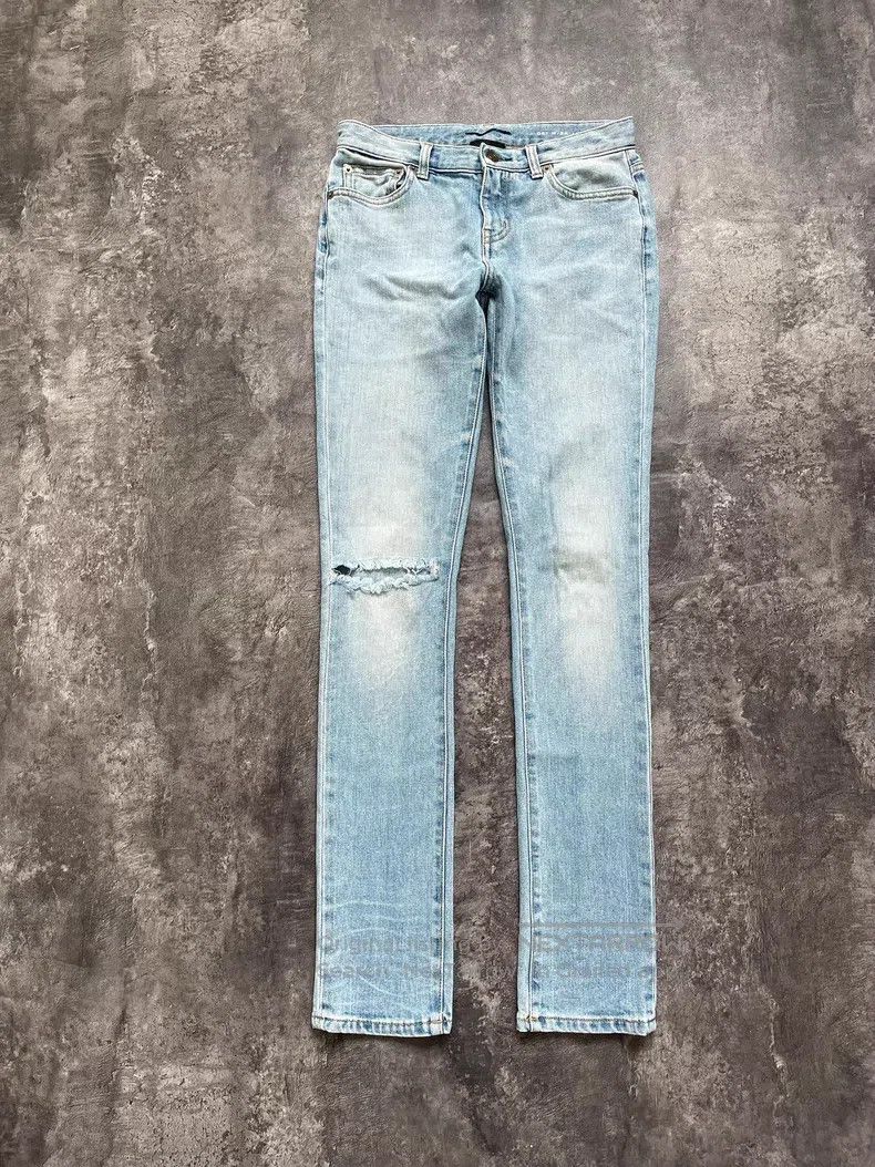 Saint Laurent Paris Saint Laurent Paris Washed Blue Destroyed Denim Pants Size US 26 / EU 42 - 1 Thumbnail