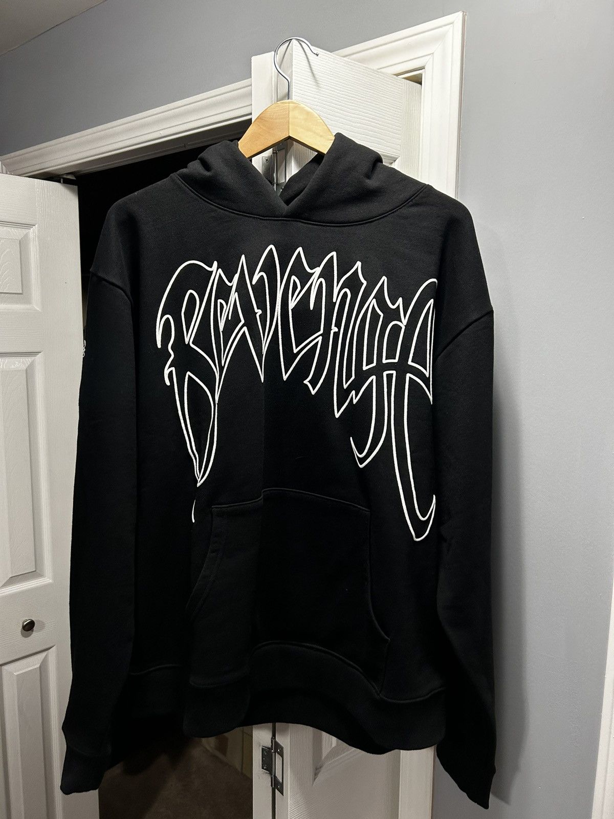 image of Black/black Revenge Kill Hoodie W White Outline, Men's (Size XL)