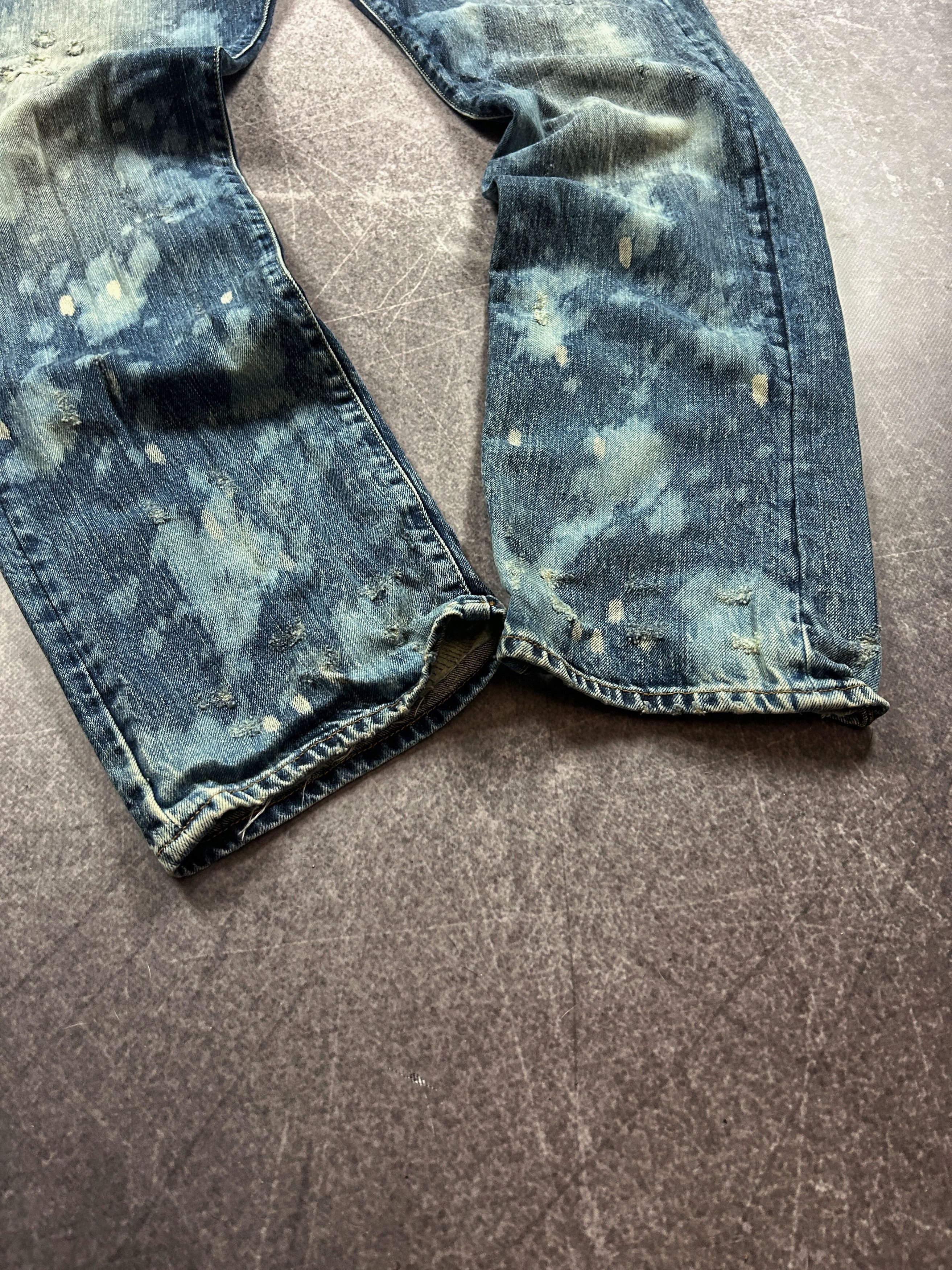Japanese Brand VTG Distressed Denim Jeans Paint Splatter Fade Y2K Grunge Size US 34 / EU 50 - 4 Thumbnail