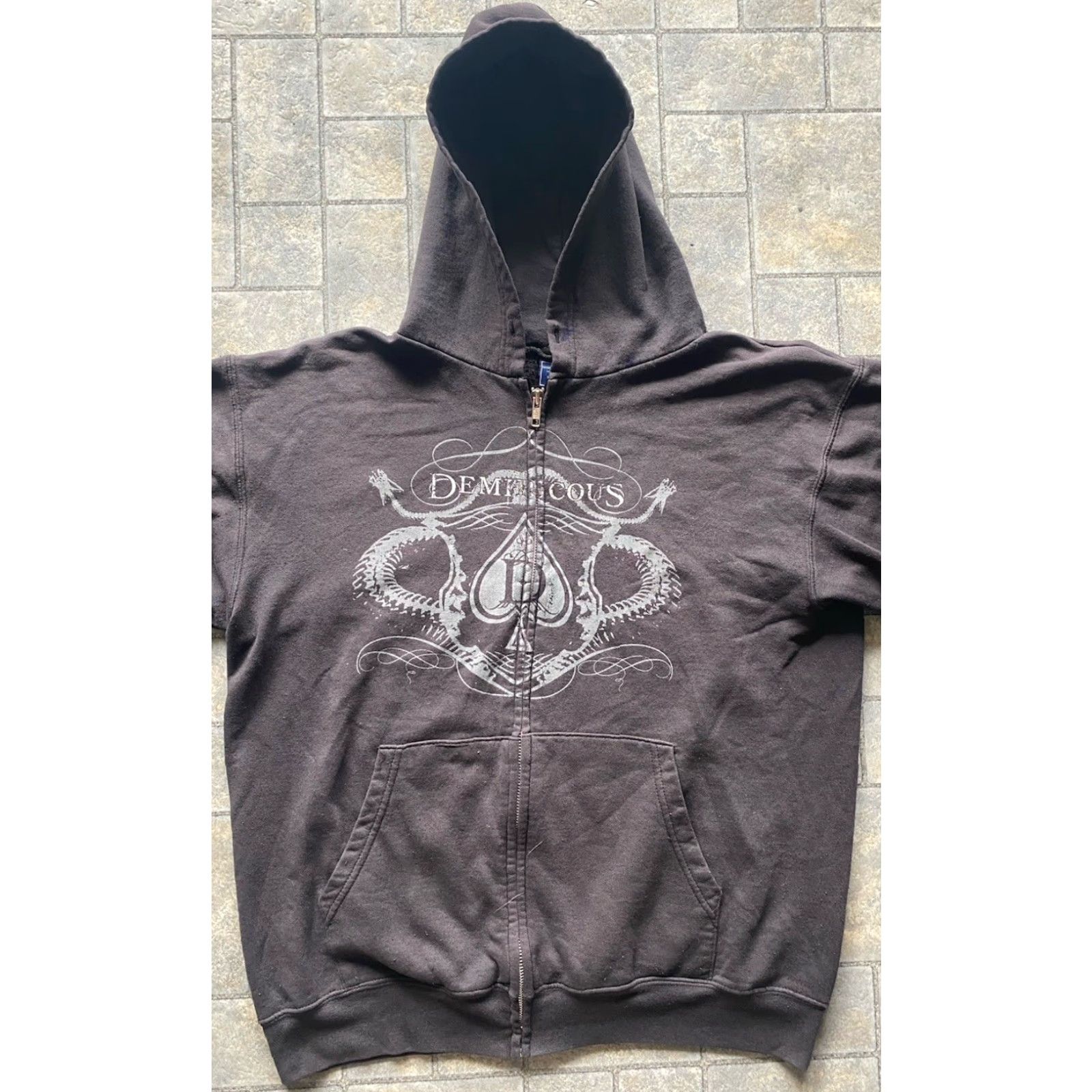 Vintage Demiricous Metal Band Hoodie Full Zip Men’s Medium B&E Sport Black Flaws Damage Wear Size US M / EU 48-50 / 2 - 4 Thumbnail