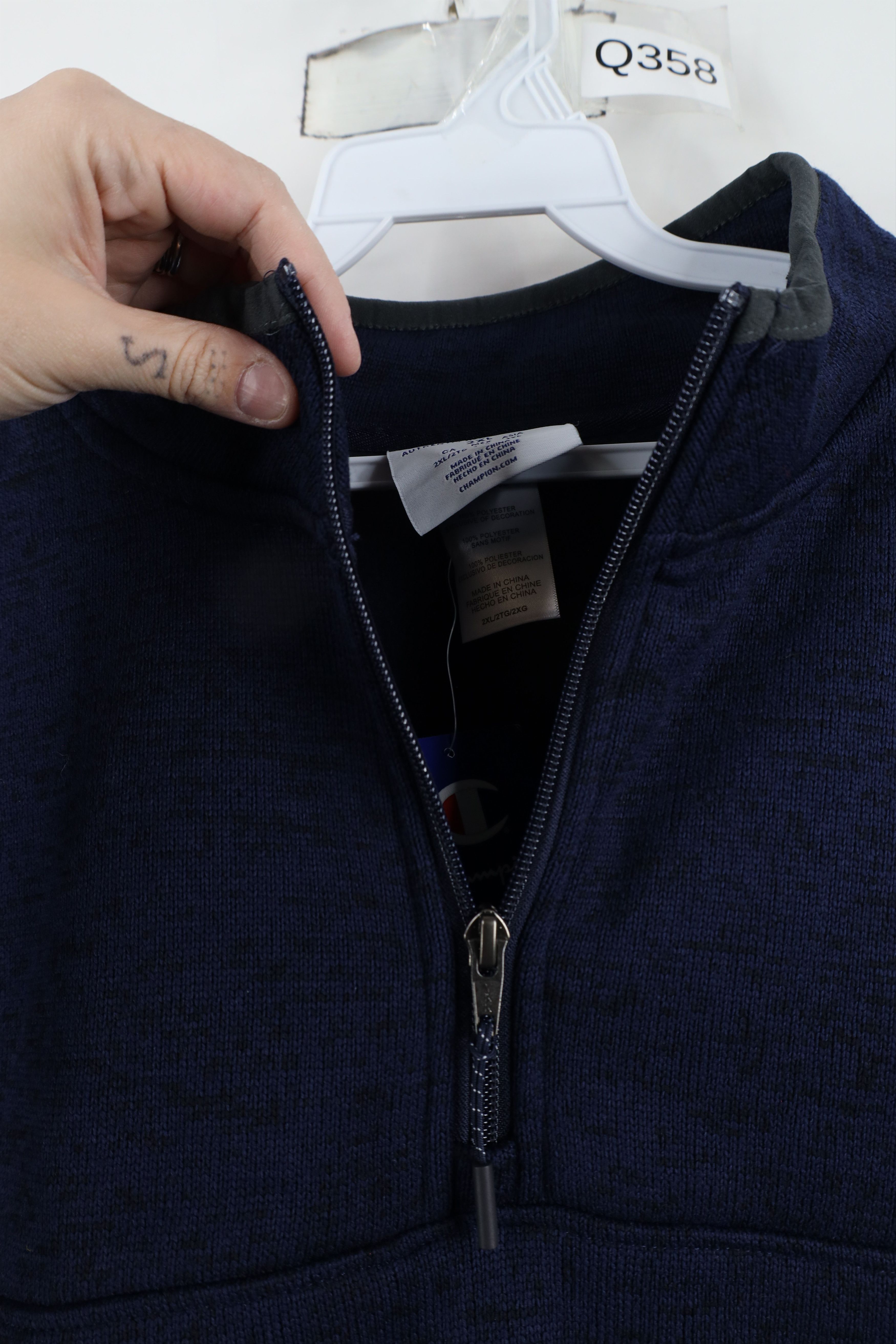 Champion × Vintage Deadstock Champion University Football Half Zip Knit Sweater Size US XXL / EU 58 / 5 - 8 Thumbnail
