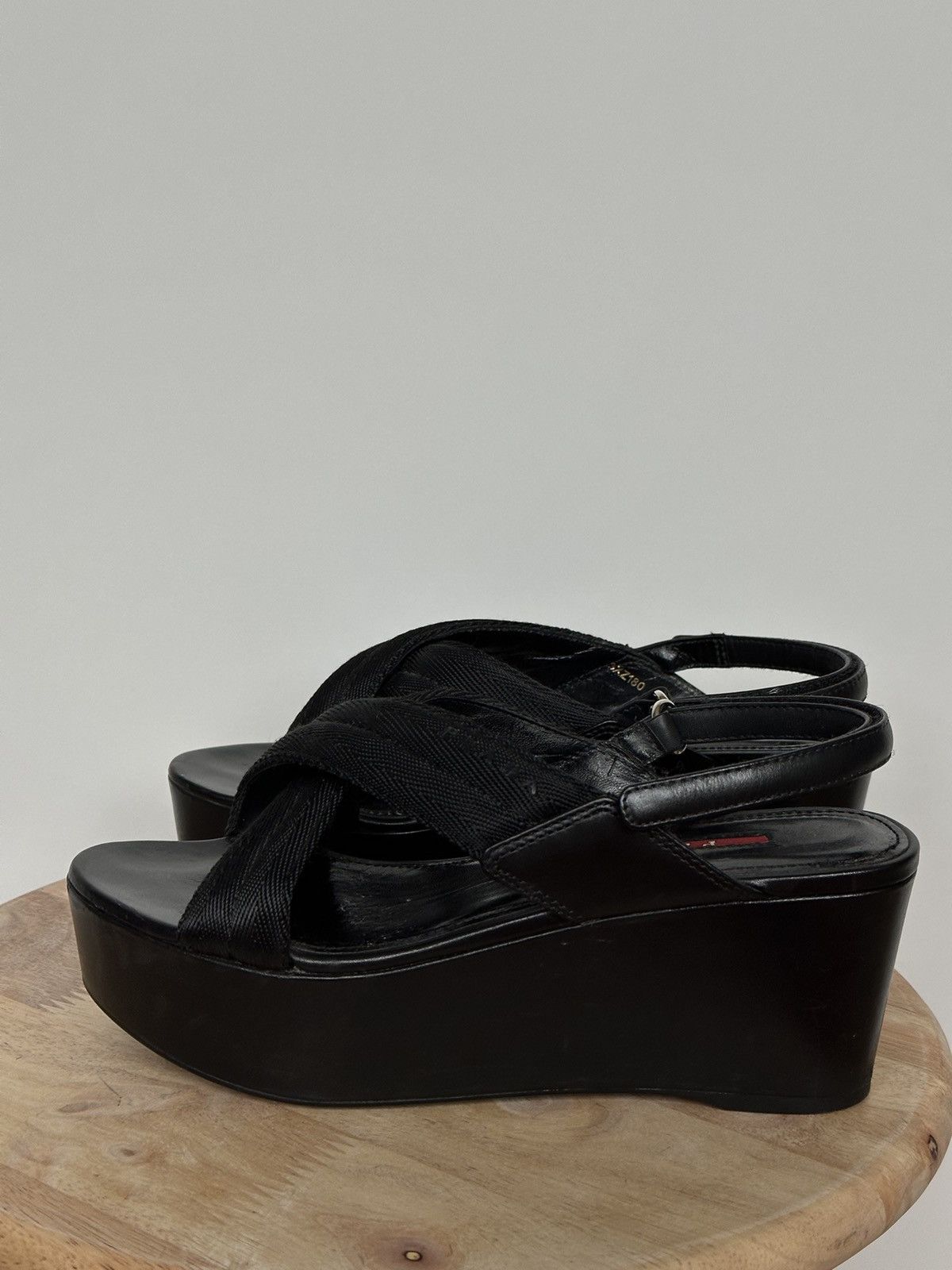 Prada Vintage y2k Prada wedge platforms sandal Size US 7 / IT 37 - 3 Thumbnail