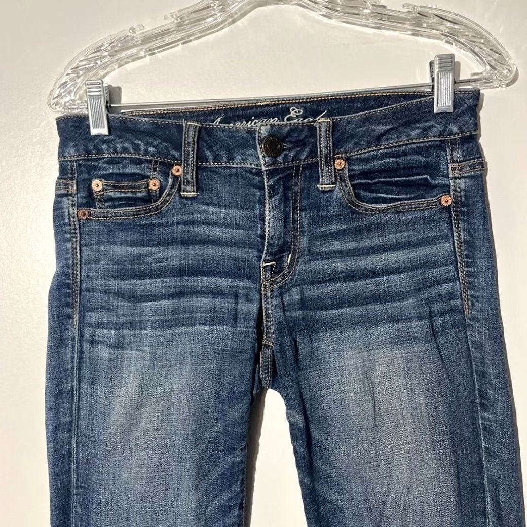 American Eagle Outfitters American Eagle Women's Jeans Size 00 Stretch Boy Fit Washed Blue Denim Size 24" / US 00 / IT 34 - 2 Thumbnail