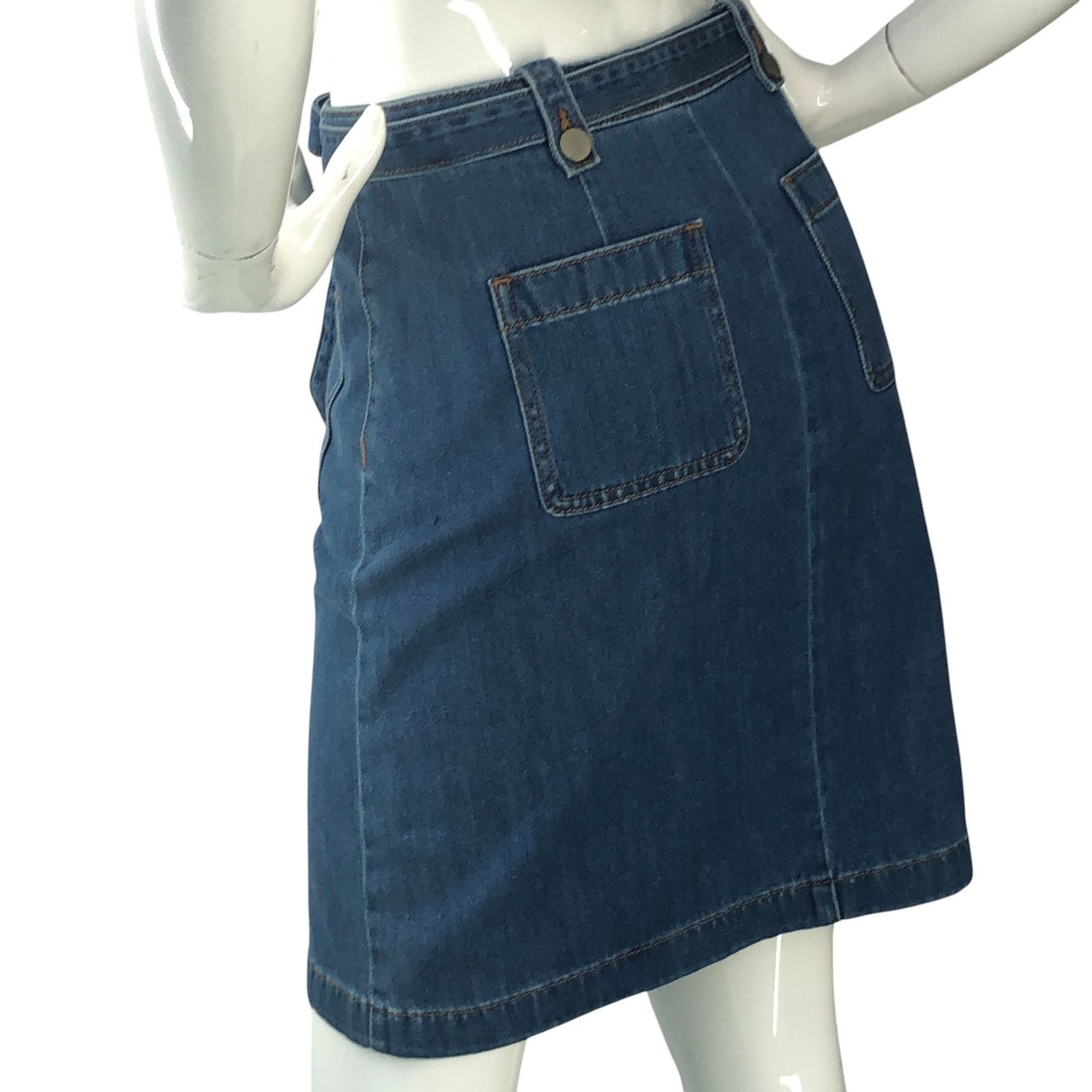 Loft Loft Petite Sz 2P Skirt Denim Jean Patch Pocket Button Front Size 28" / US 6 / IT 42 - 6 Thumbnail