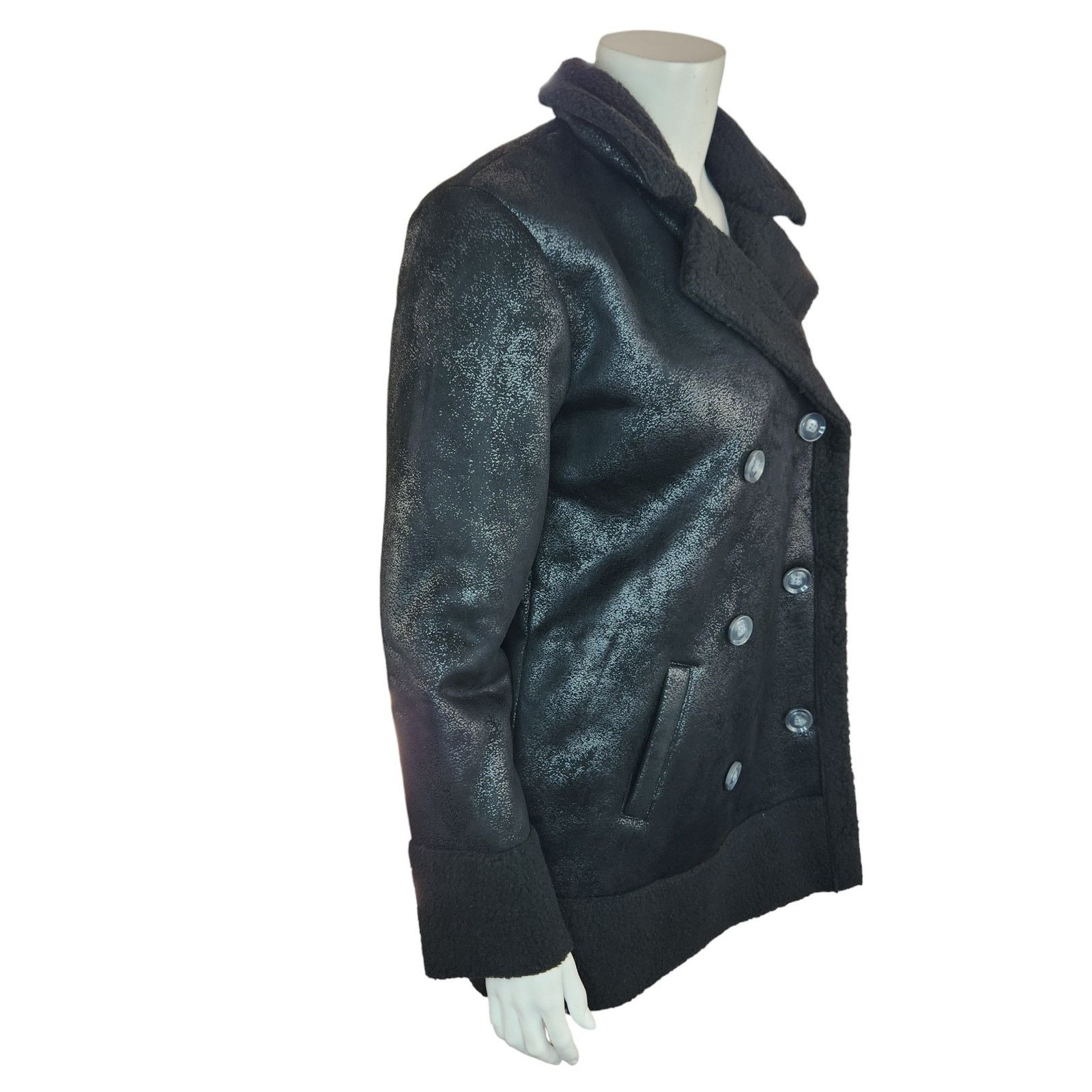 Other Candace Cameron Bure Sherpa Faux Suede Peacoat Black XXS Size XS / US 0-2 / IT 36-38 - 4 Thumbnail